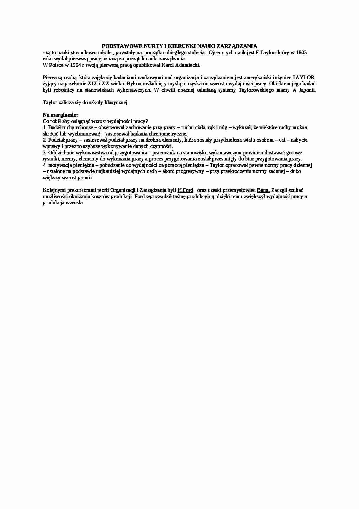 Nurty i kierunki zarządzania  - omówienie - strona 1