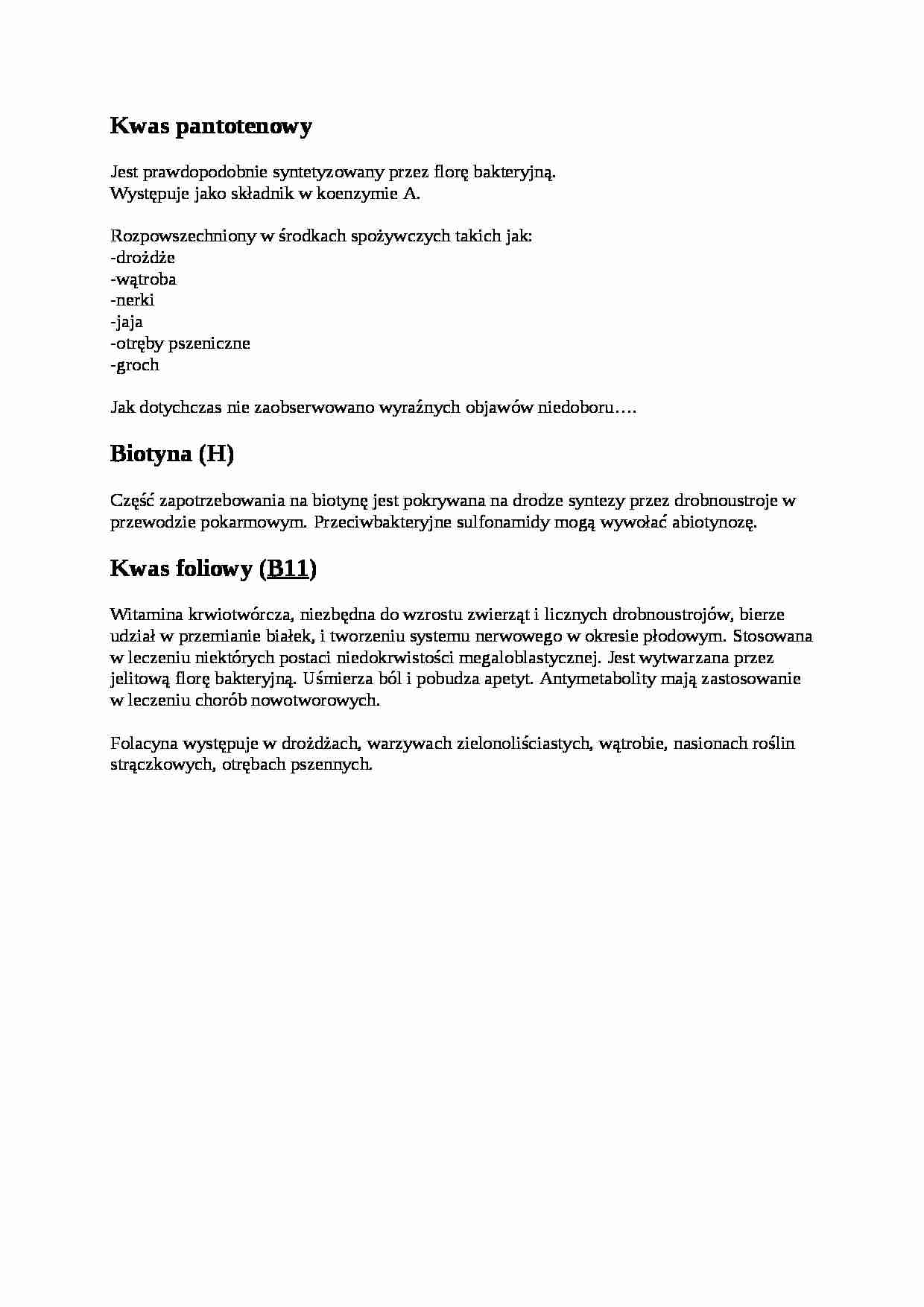 Kwas pantotenowy - omówienie - strona 1