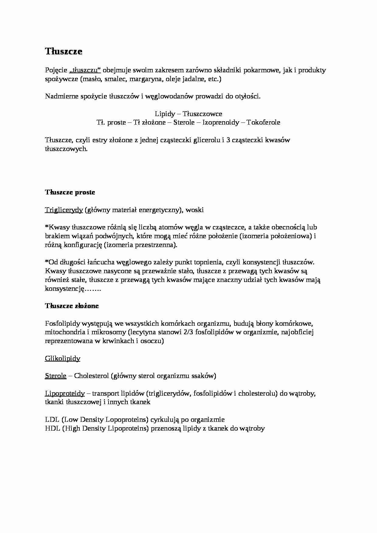 Tłuszcze - omówienie - strona 1