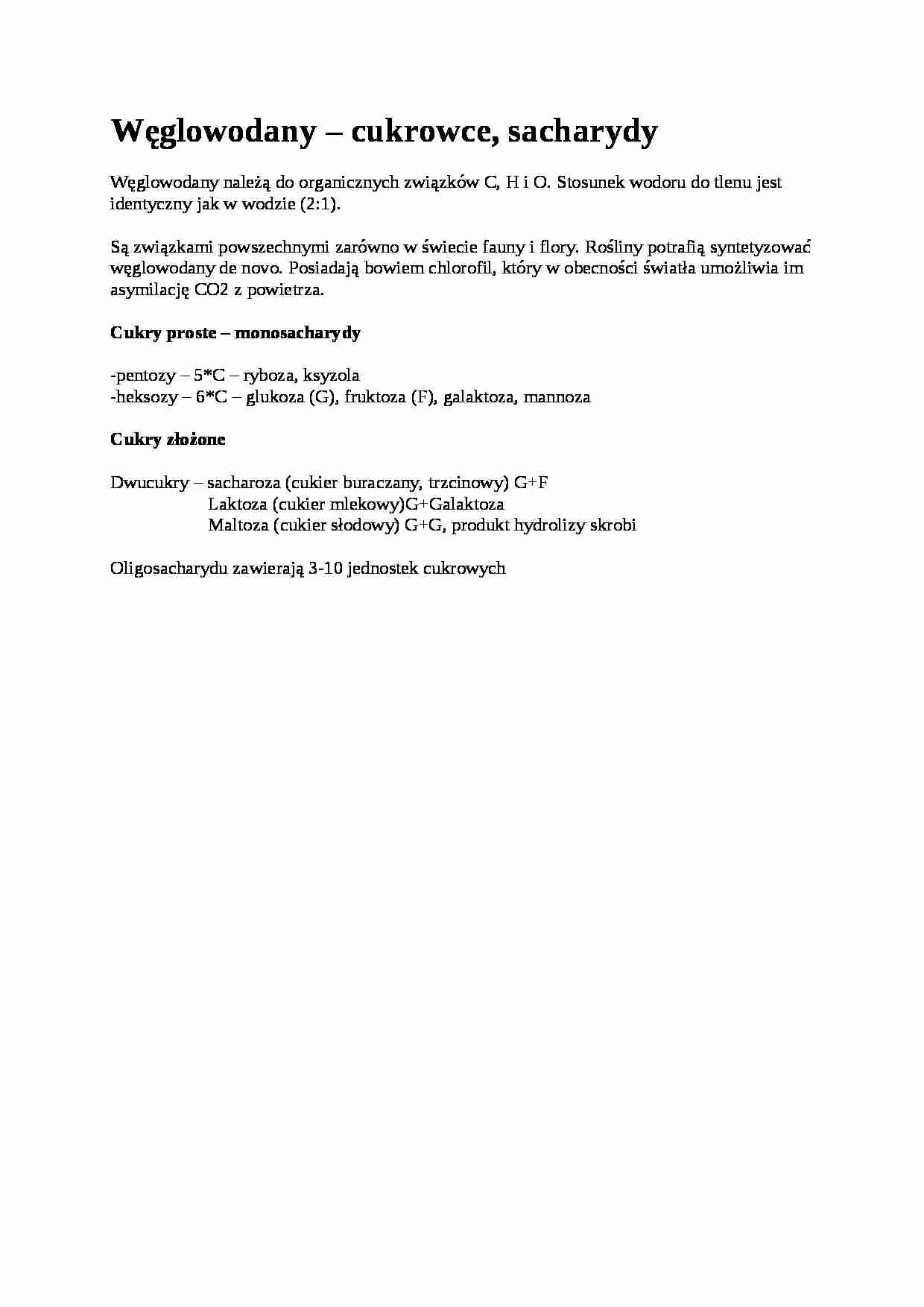 Węglowodany - omówienie - strona 1