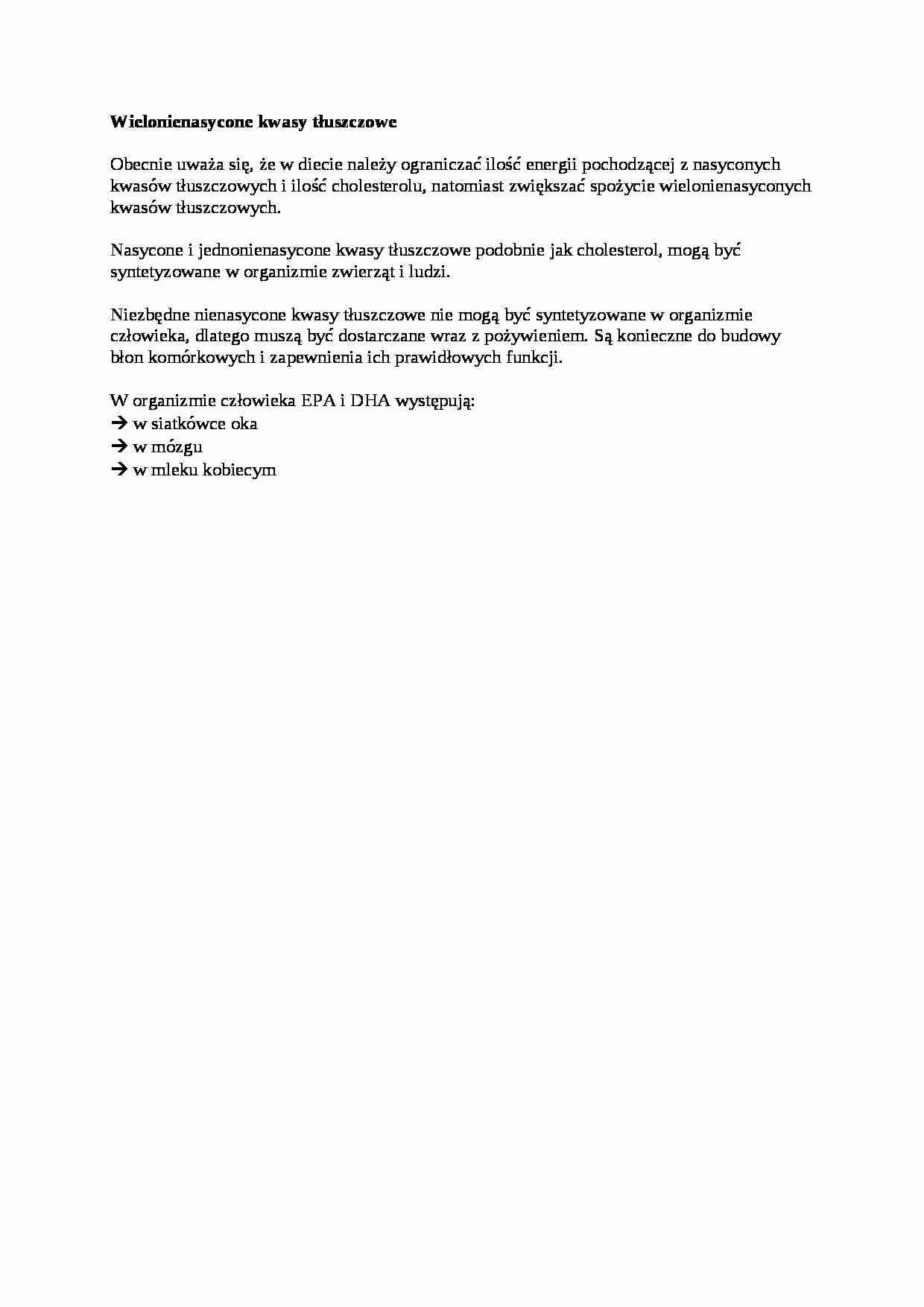 Wielonienasycone kwasy tłuszczowe - omówienie - strona 1