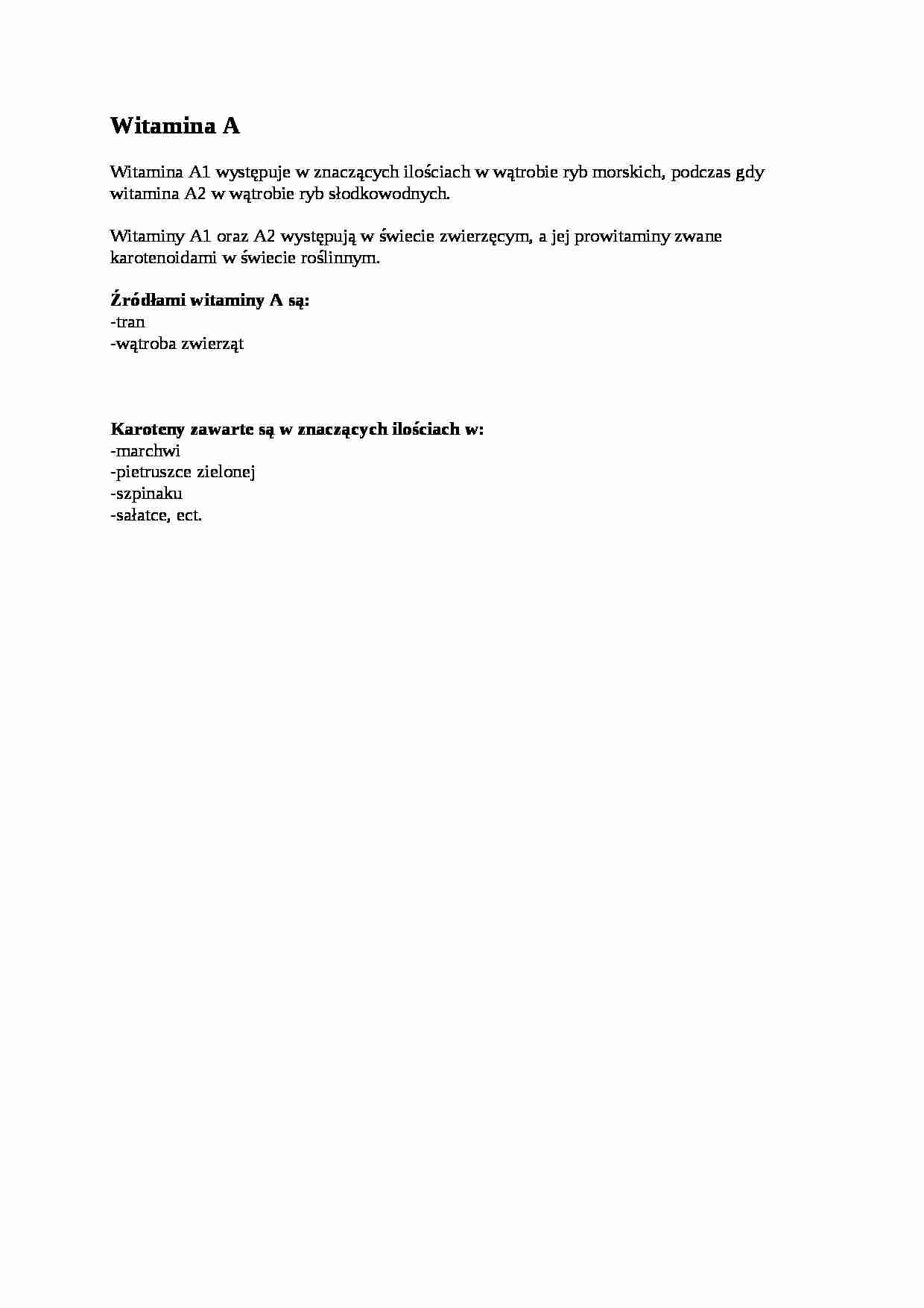 Witamina A  - omówienie - strona 1