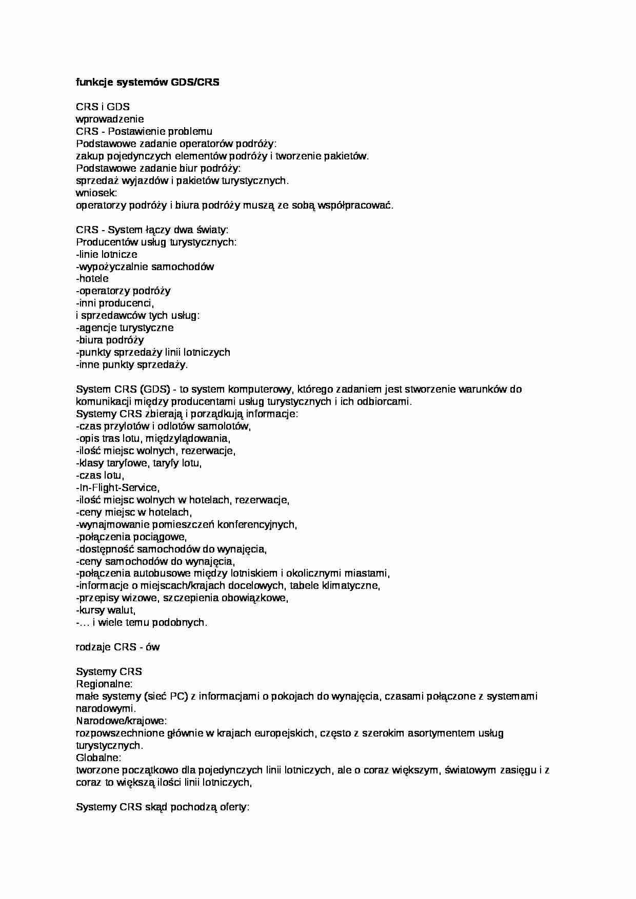 Funkcje systemów GDS - omówienie - strona 1
