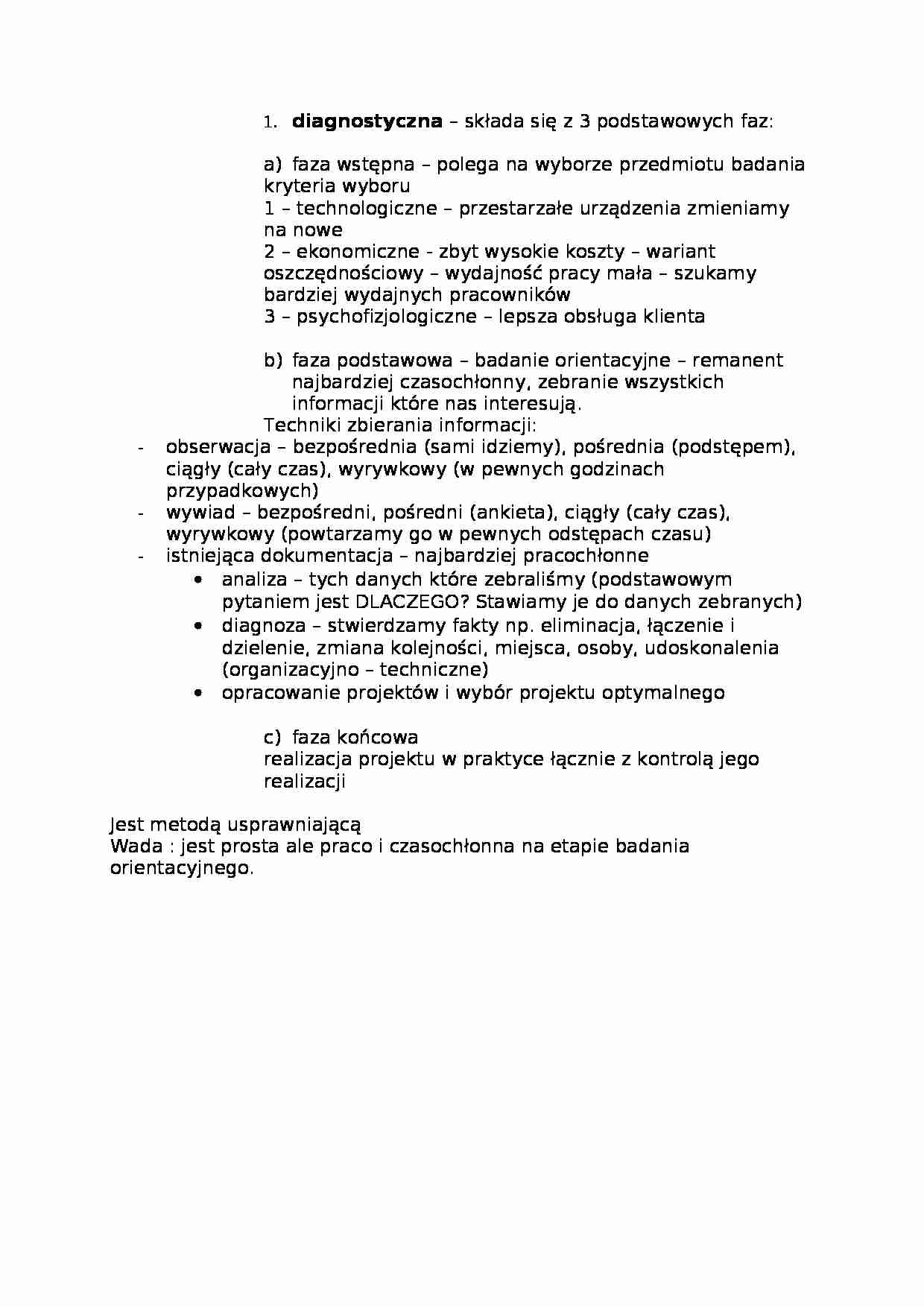 Podstawy organizacji i zarządzania - diagnostyka - omówienie - strona 1