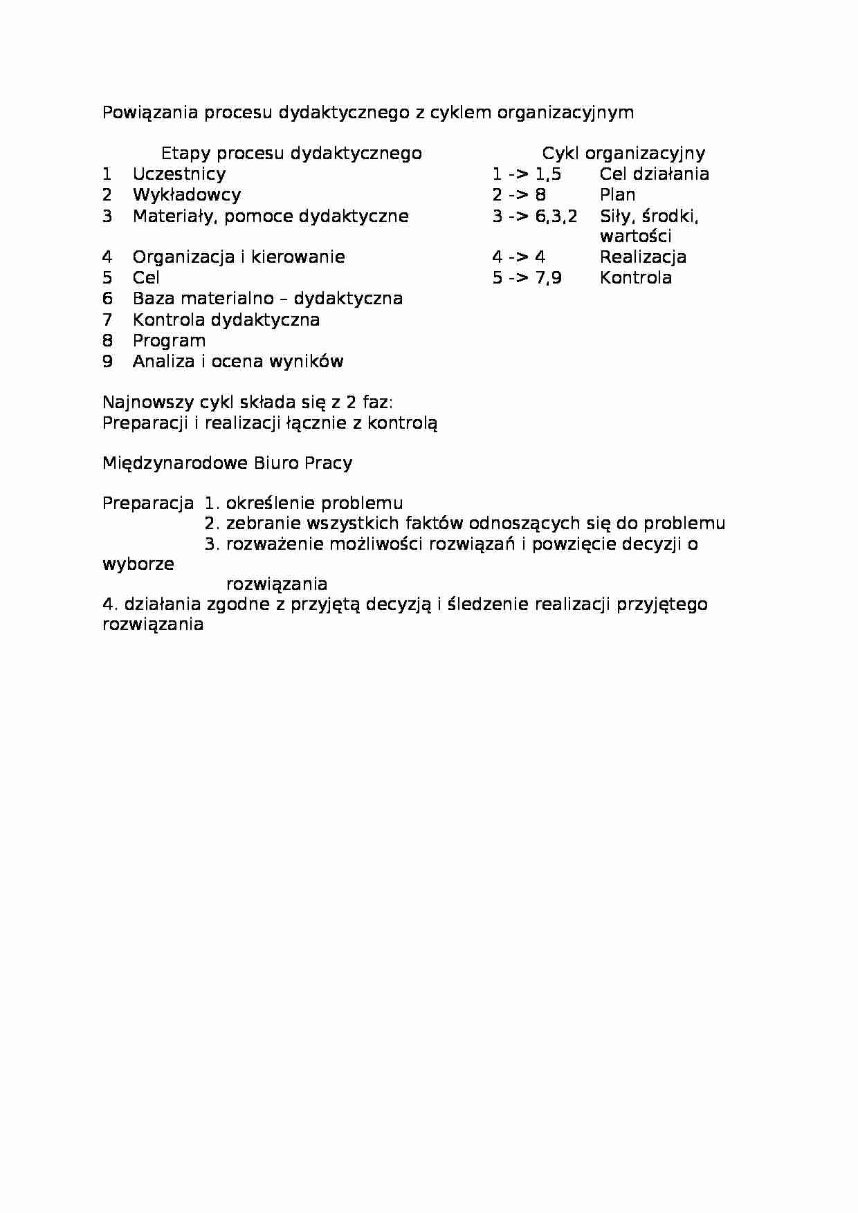 Powiązania procesu dydaktycznego  - omówienie - strona 1