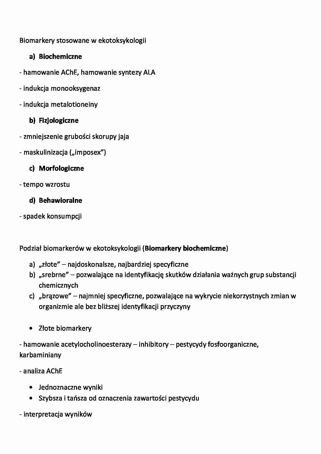 Biomarkery stosowane w ekotoksykologii - wykład - strona 1