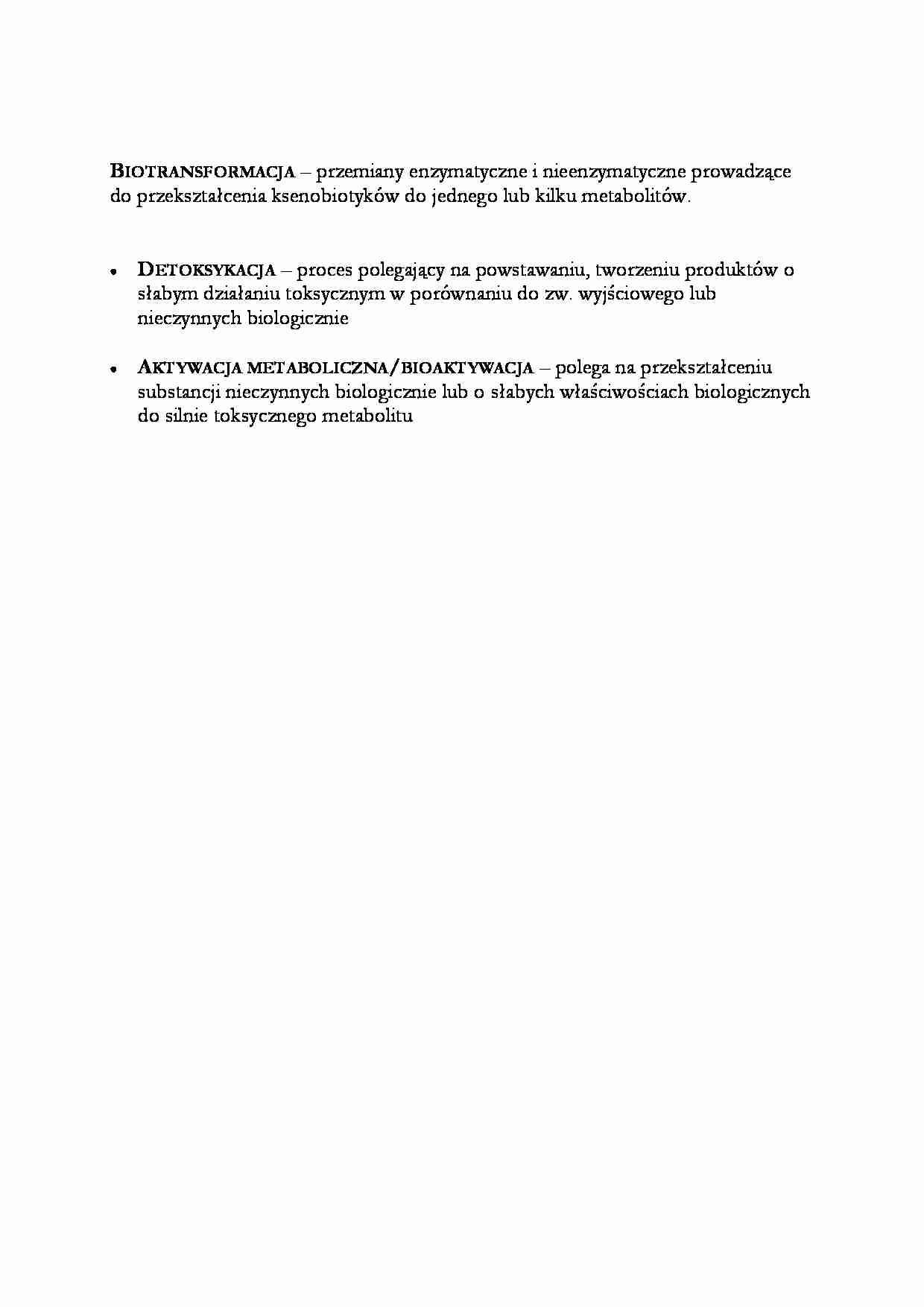 Biotransformacja - opracowanie - strona 1