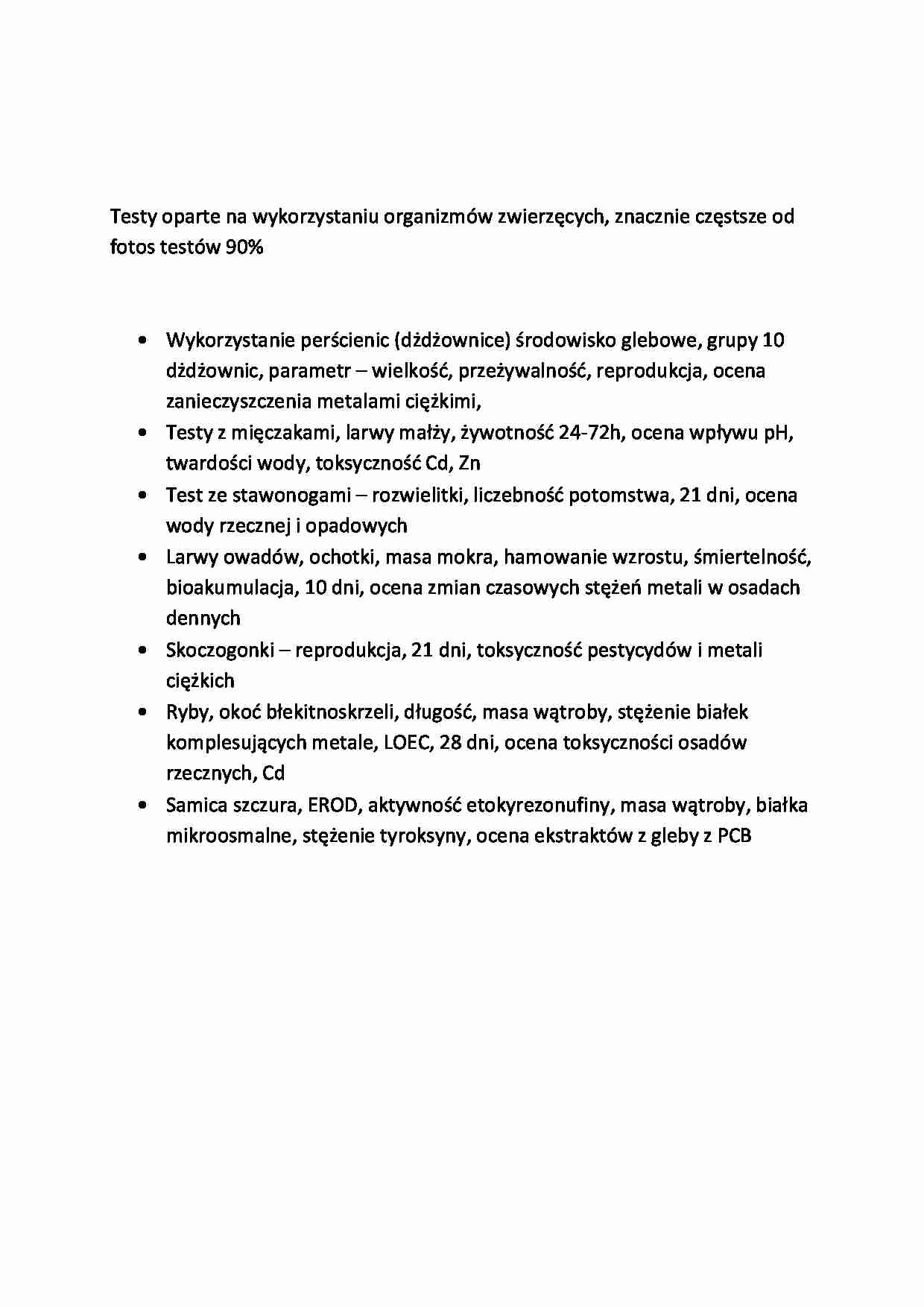 Test oparte na wykorzystaniu organizmów zwierzęcych - strona 1