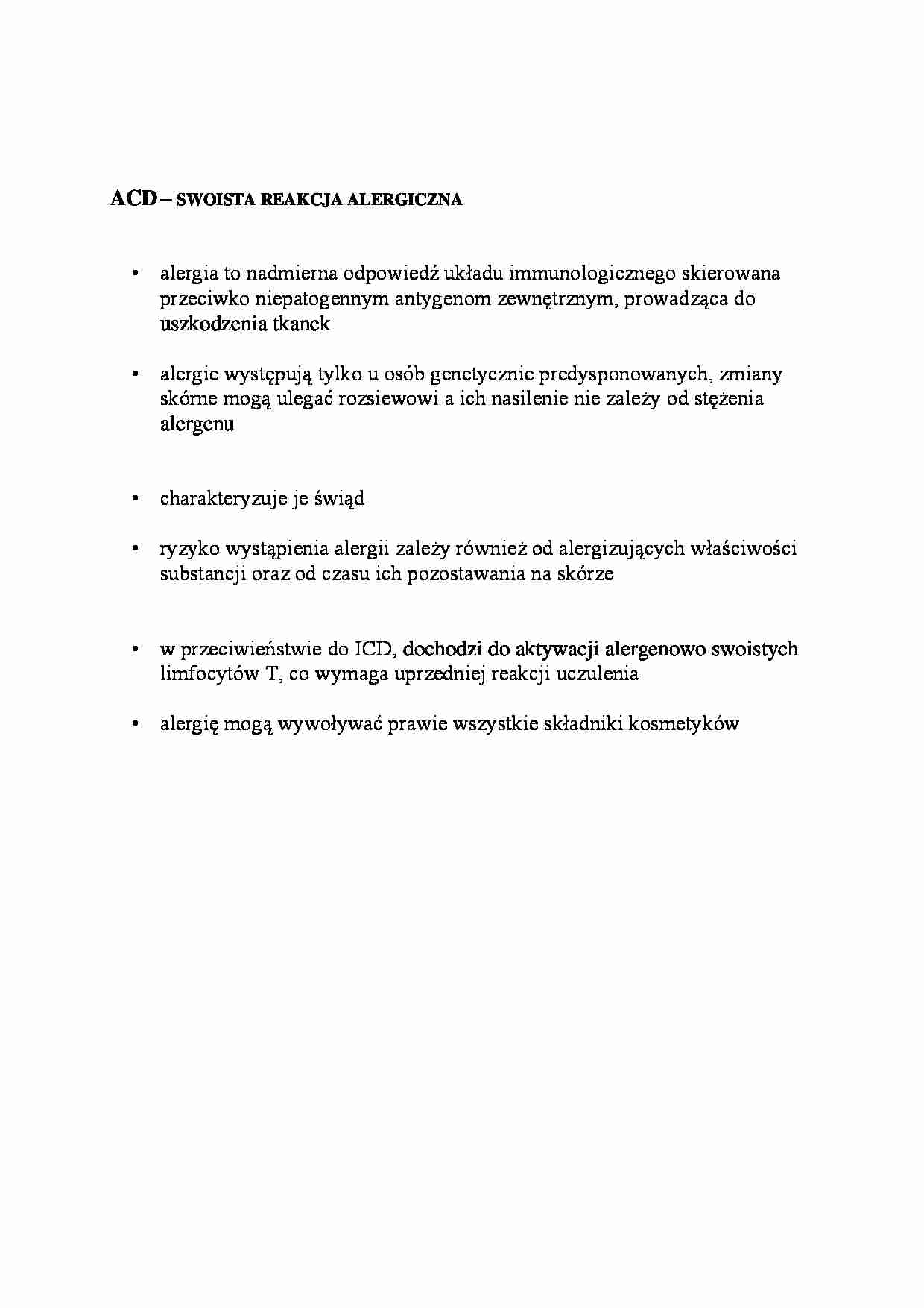 ACD - swoista reakcja alergiczna - wykład - strona 1