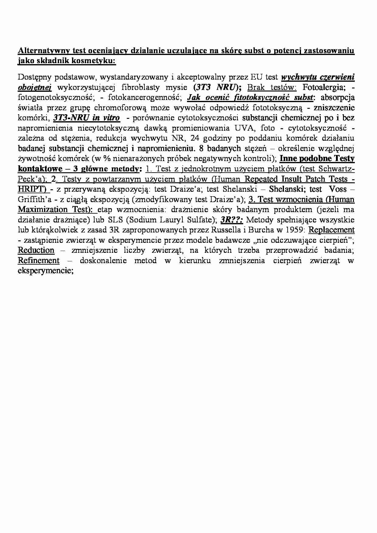 Działanie uczulające na skórę - wykład - strona 1