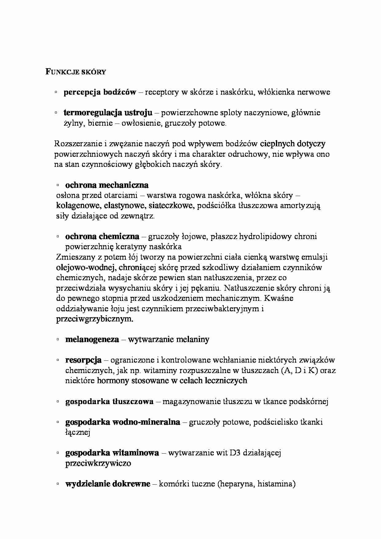 Funkcje skóry - wykład - strona 1