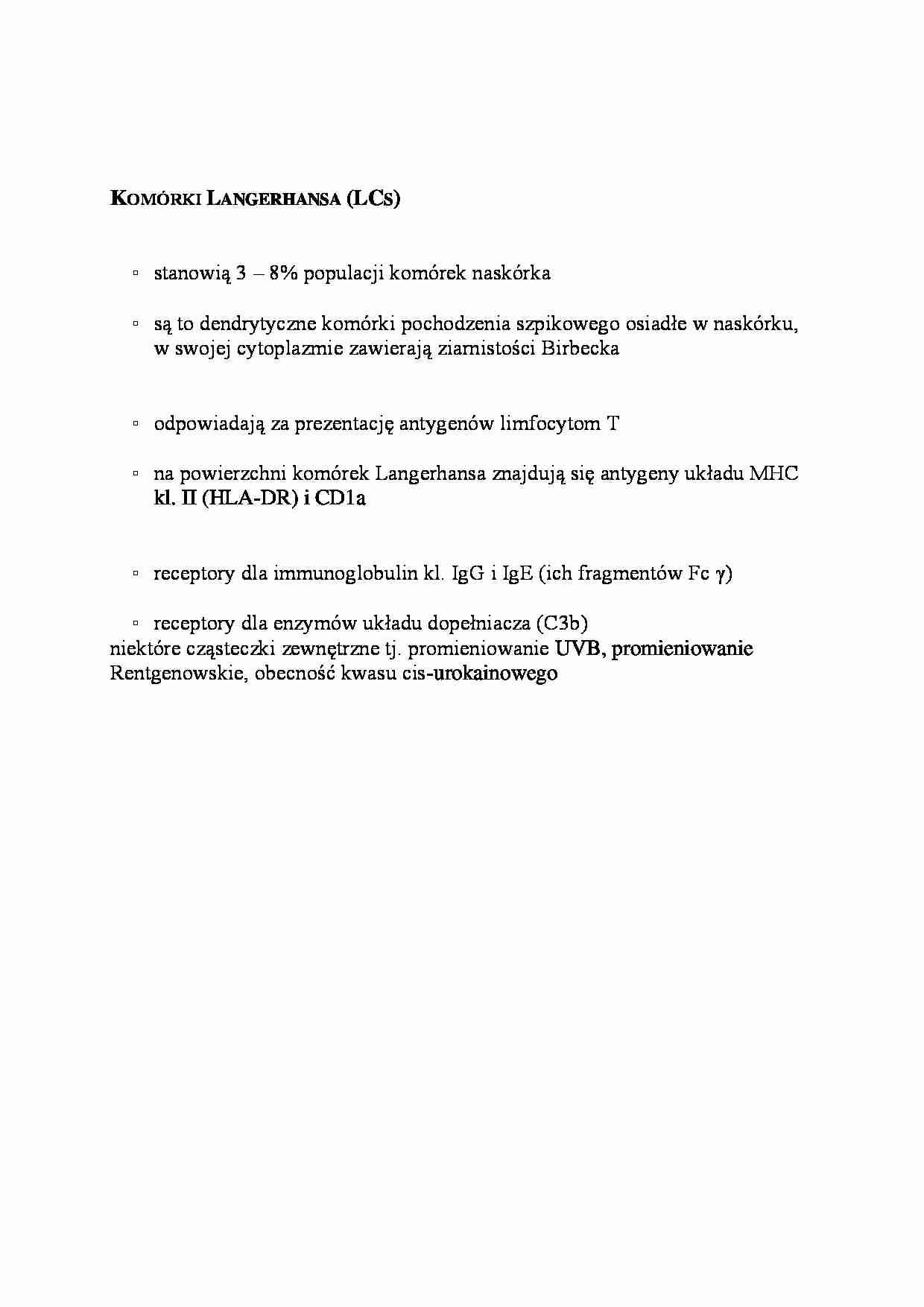 Komórki Langerhansa - opracowanie - strona 1