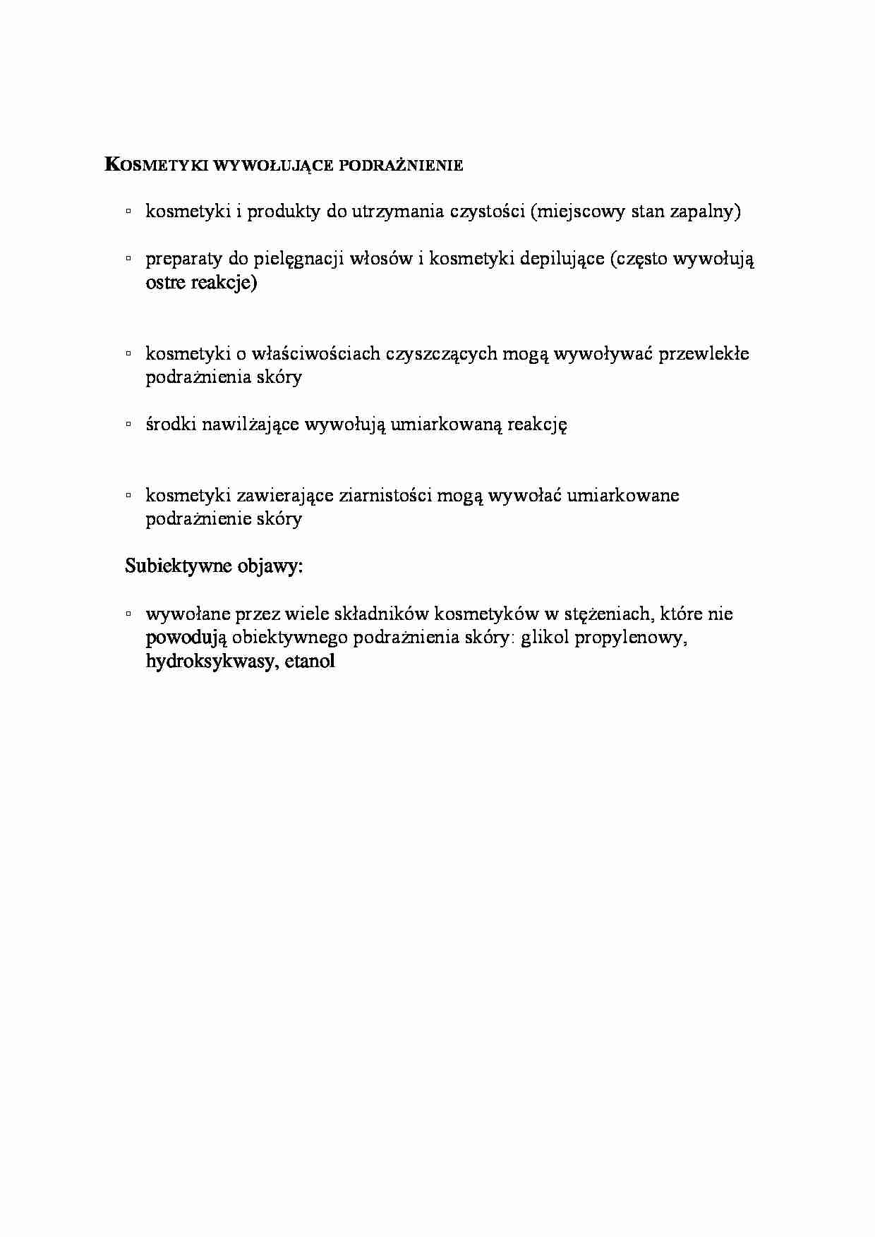 Kosmetyki wywołujące podrażnienie - opracowanie - strona 1