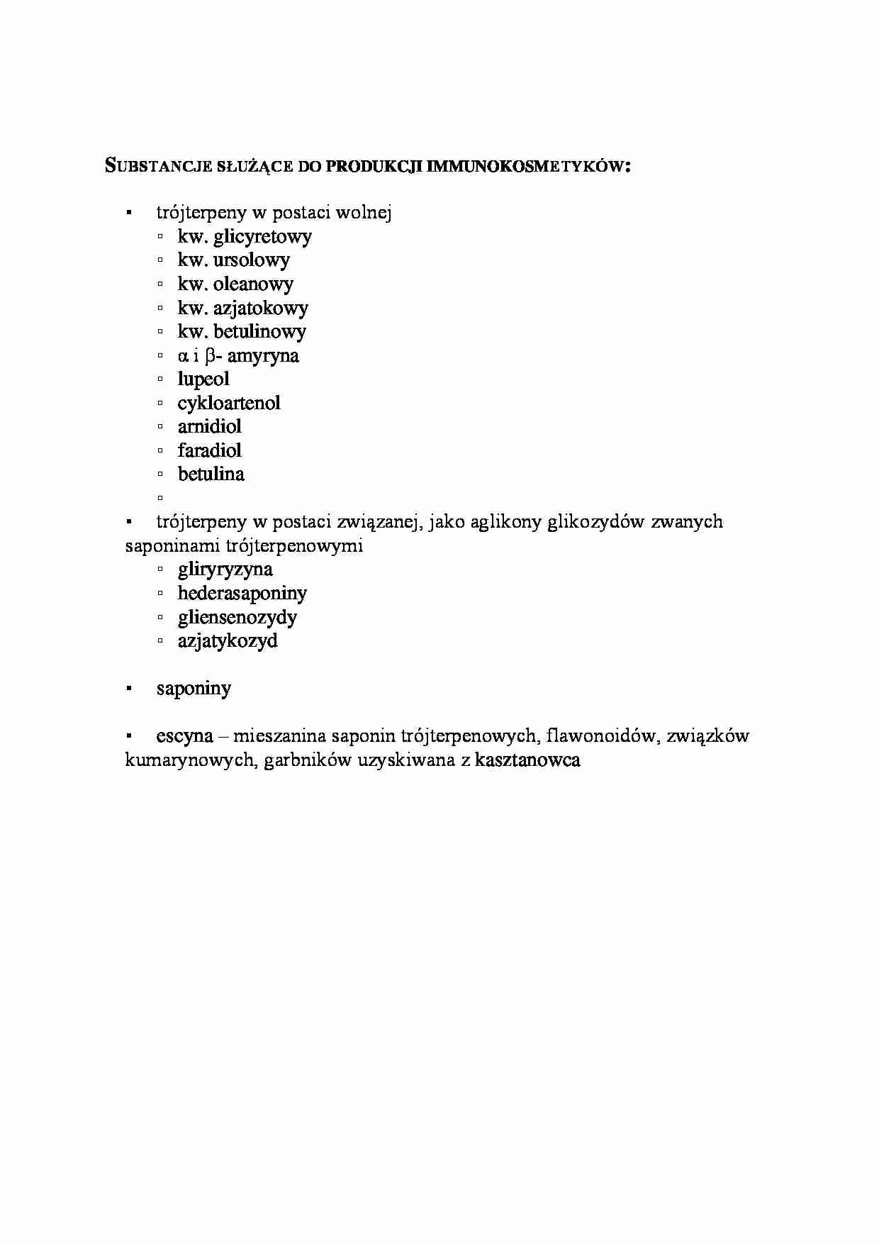 Substancje służące do produkcji immunokosmetyków - wykład - strona 1