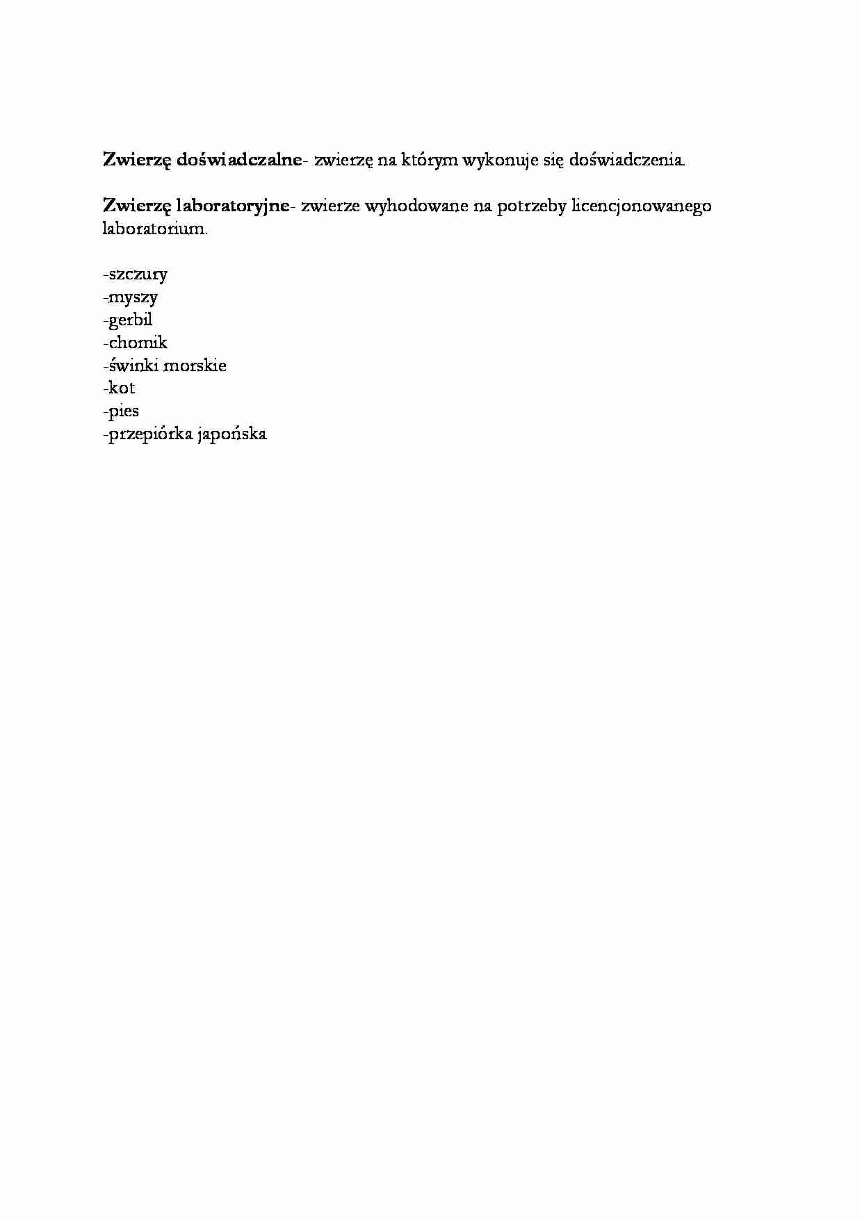 Zwierzę doświadczalne - opracowanie - strona 1