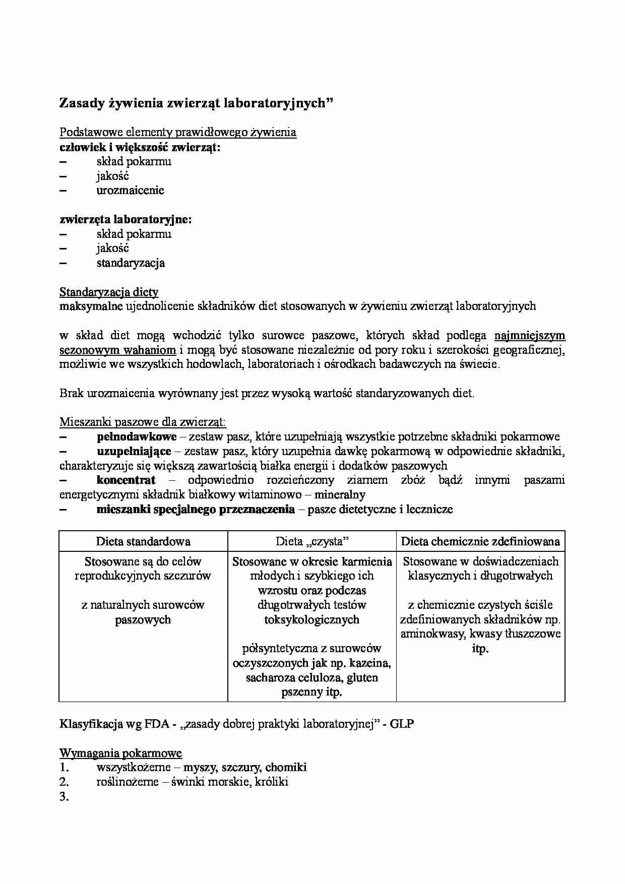 Zasady żywienia zwierząt laboratoryjnych - wykład - strona 1
