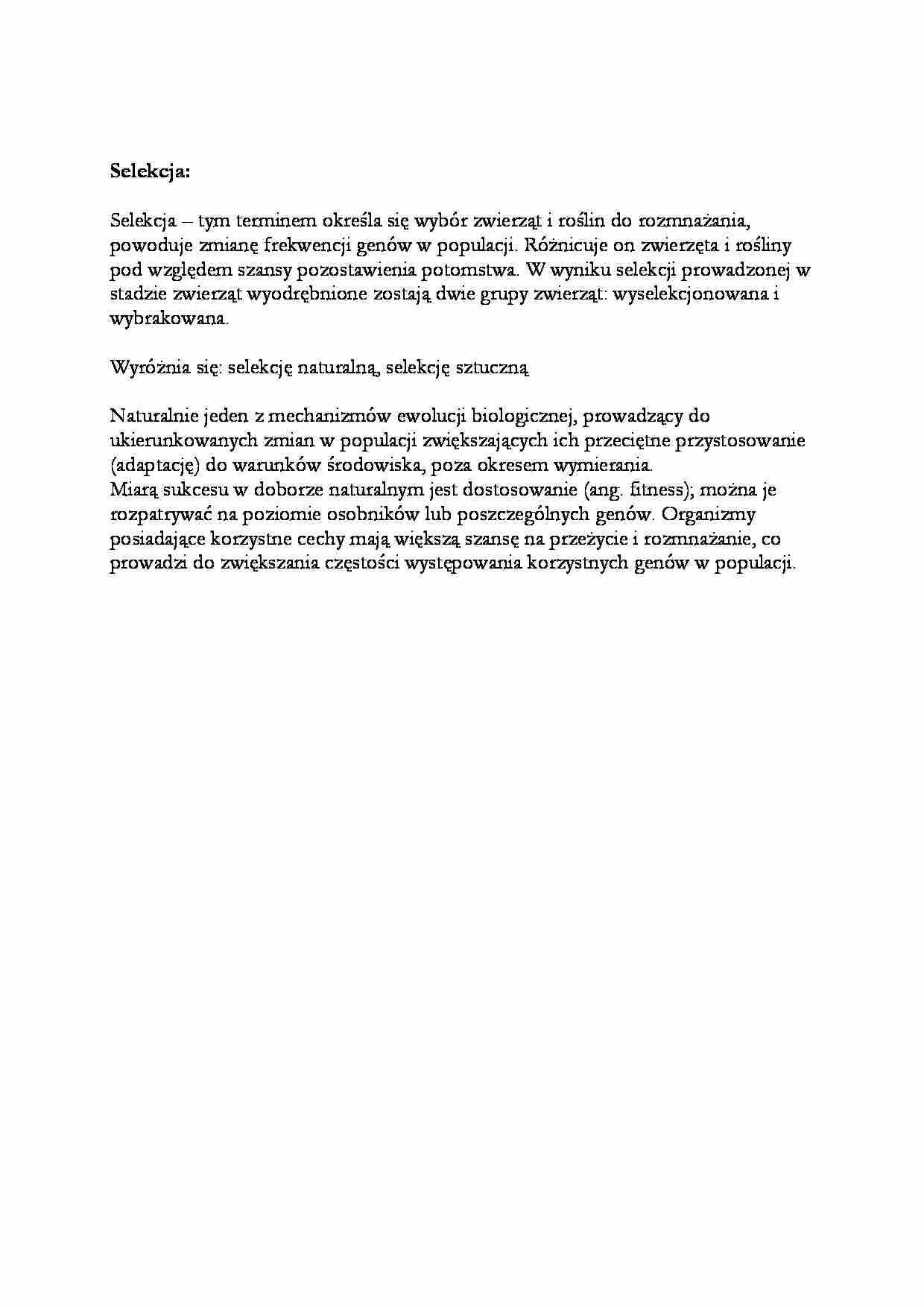 Selekcja - wykład - strona 1