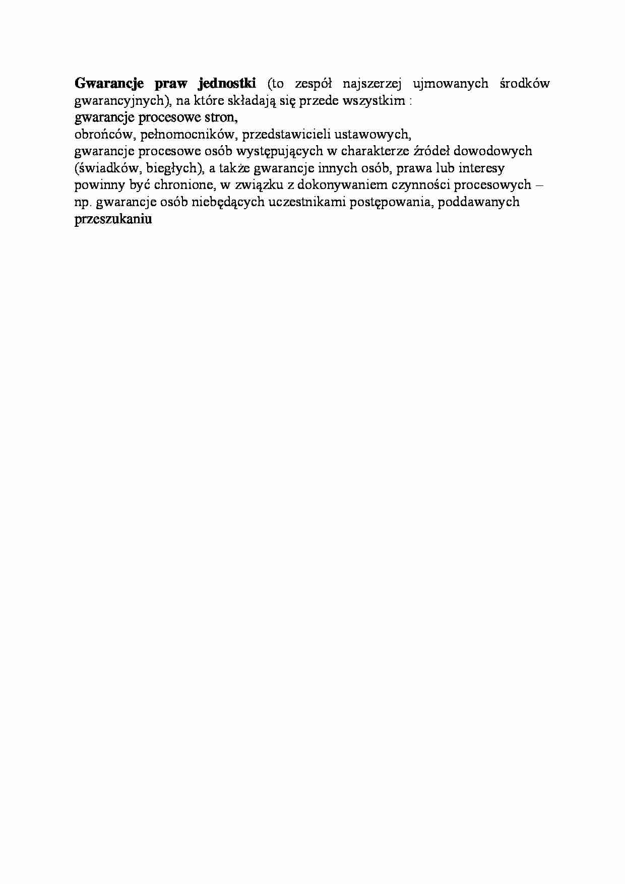 Gwarancje praw jednostki-opracowanie - strona 1