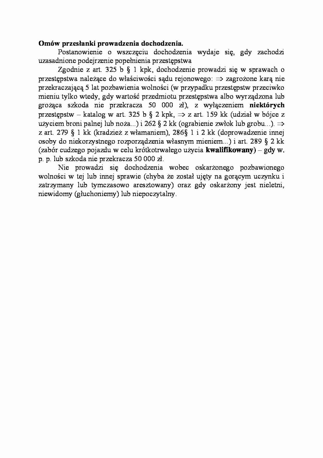 Przesłanki prowadzenia dochodzenia-opracowanie - strona 1