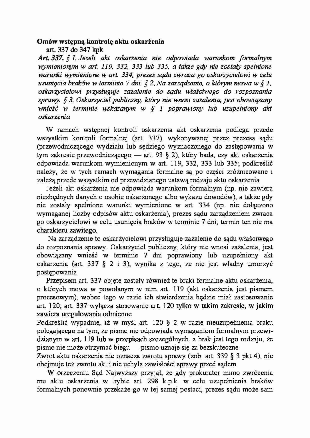 Wstępna kontrola aktu oskarżenia-opracowanie - strona 1