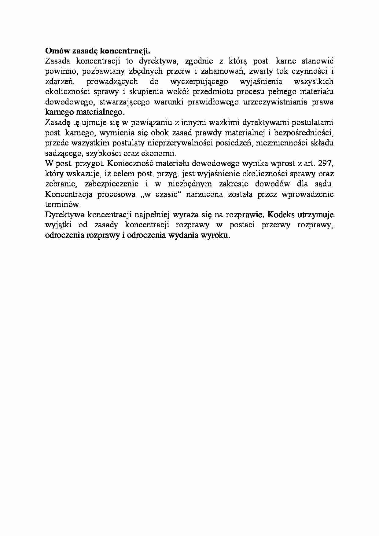 Zasada koncentracji-opracowanie - strona 1