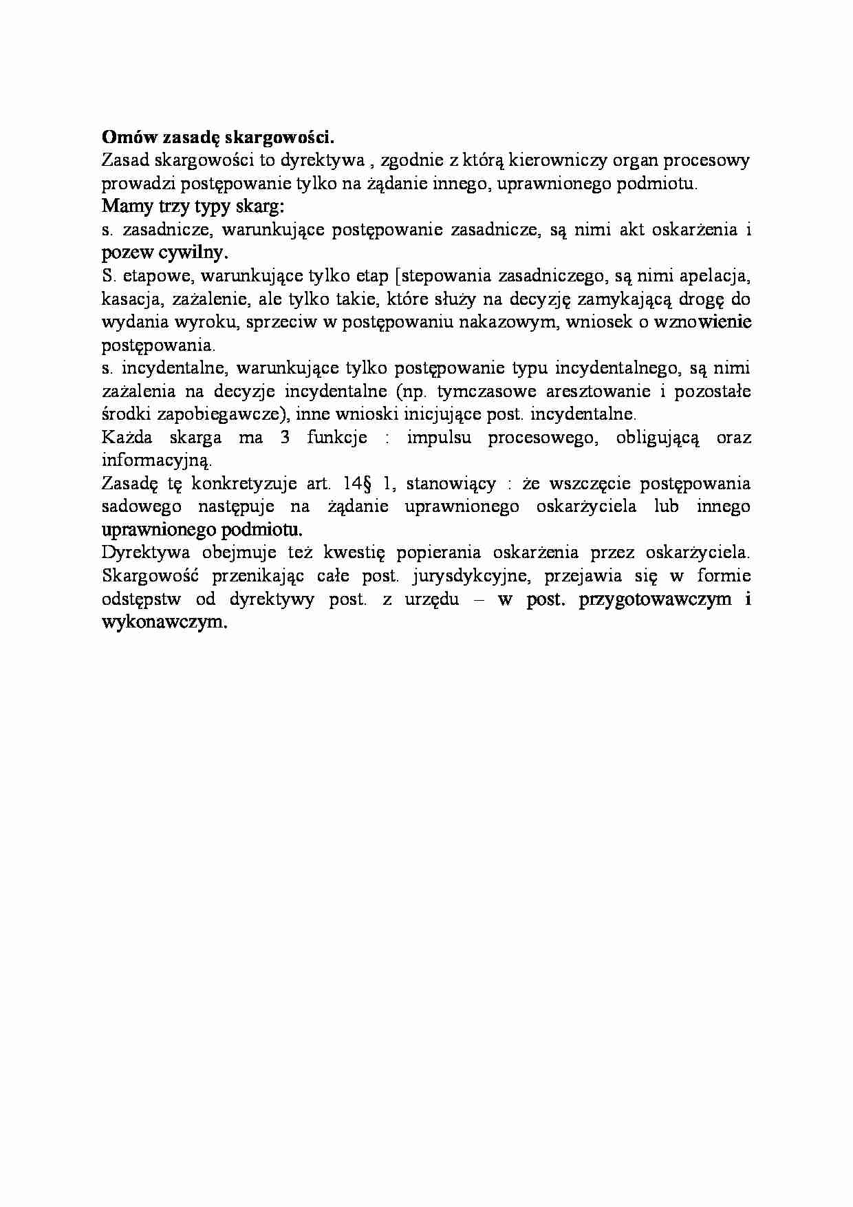 Omów zasadę skargowości-opracowanie - strona 1