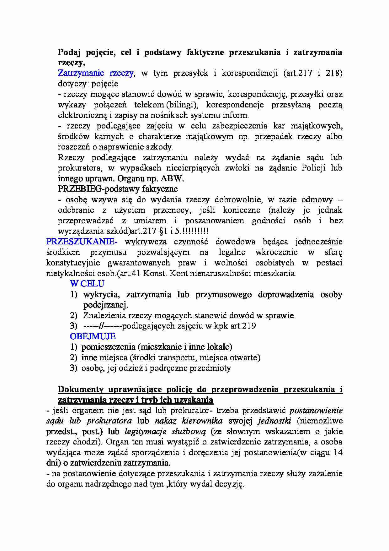 Pojęcie zatrzymania rzeczy-opracowanie - strona 1