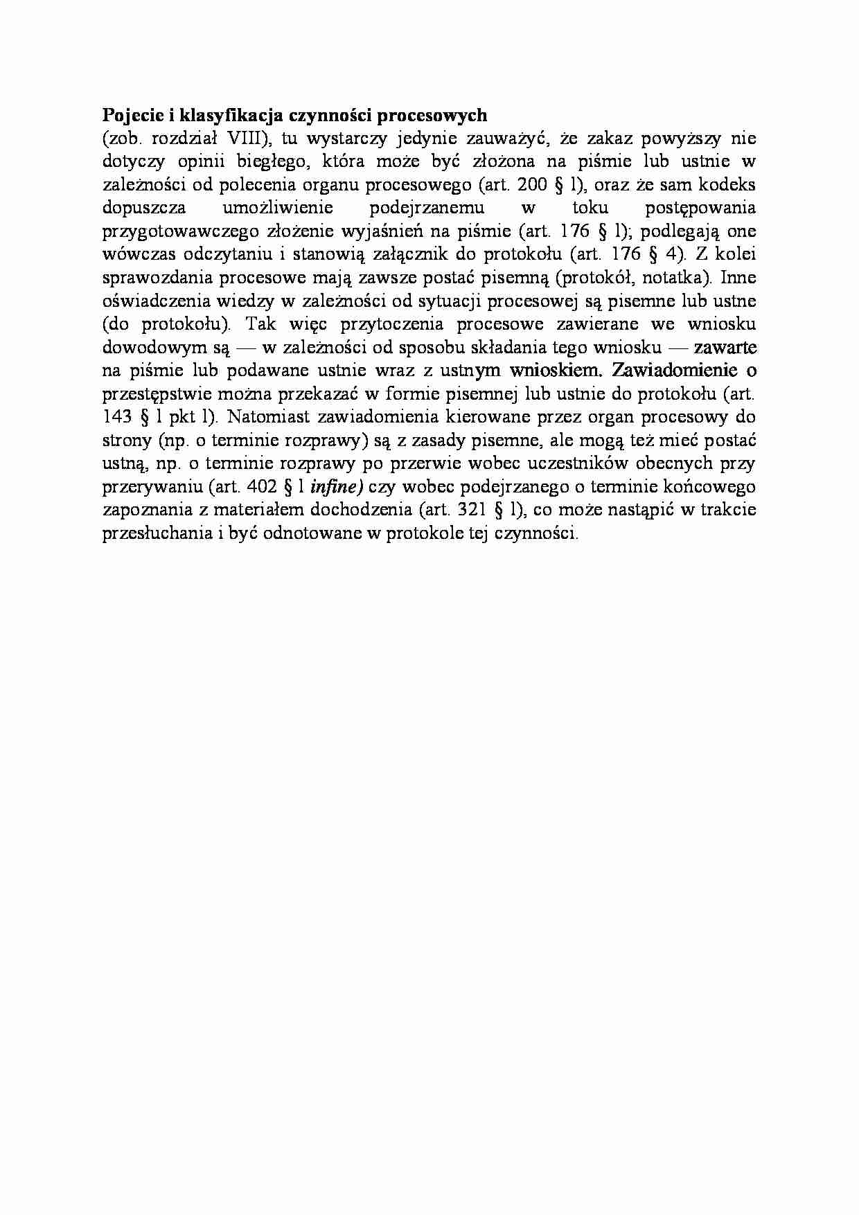 Klasyfikacja czynności procesowych-opracowanie - strona 1