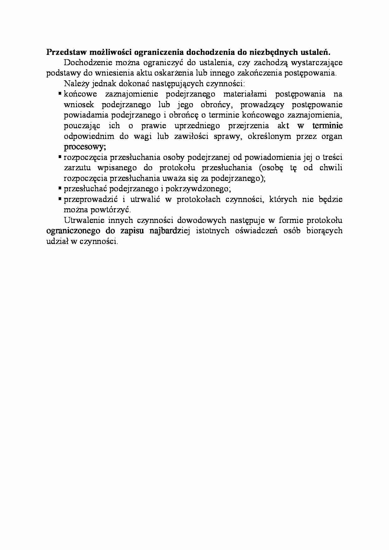 Możliwości ograniczenia dochodzenia do niezbędnych ustaleń-opracowanie - strona 1