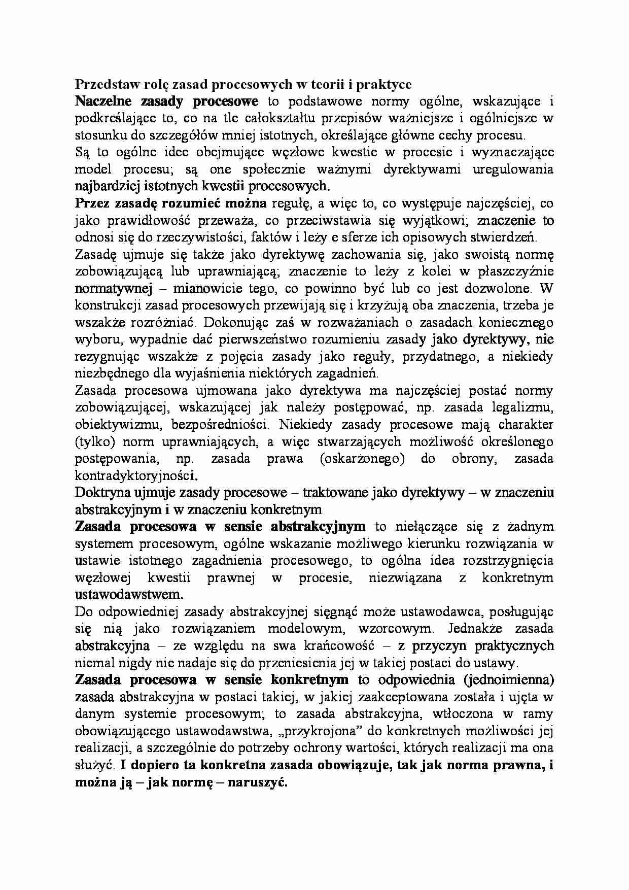 Rola zasad procesowych w teorii i praktyce-opracowanie - strona 1