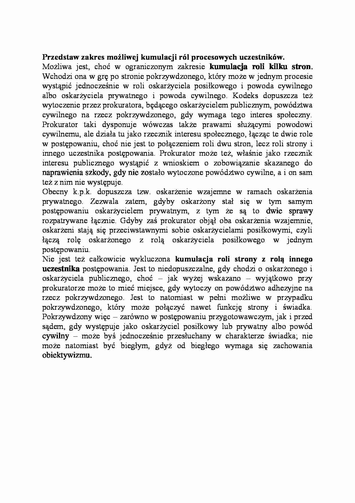 Zakres możliwej kumulacji ról procesowych uczestników-opracowanie - strona 1
