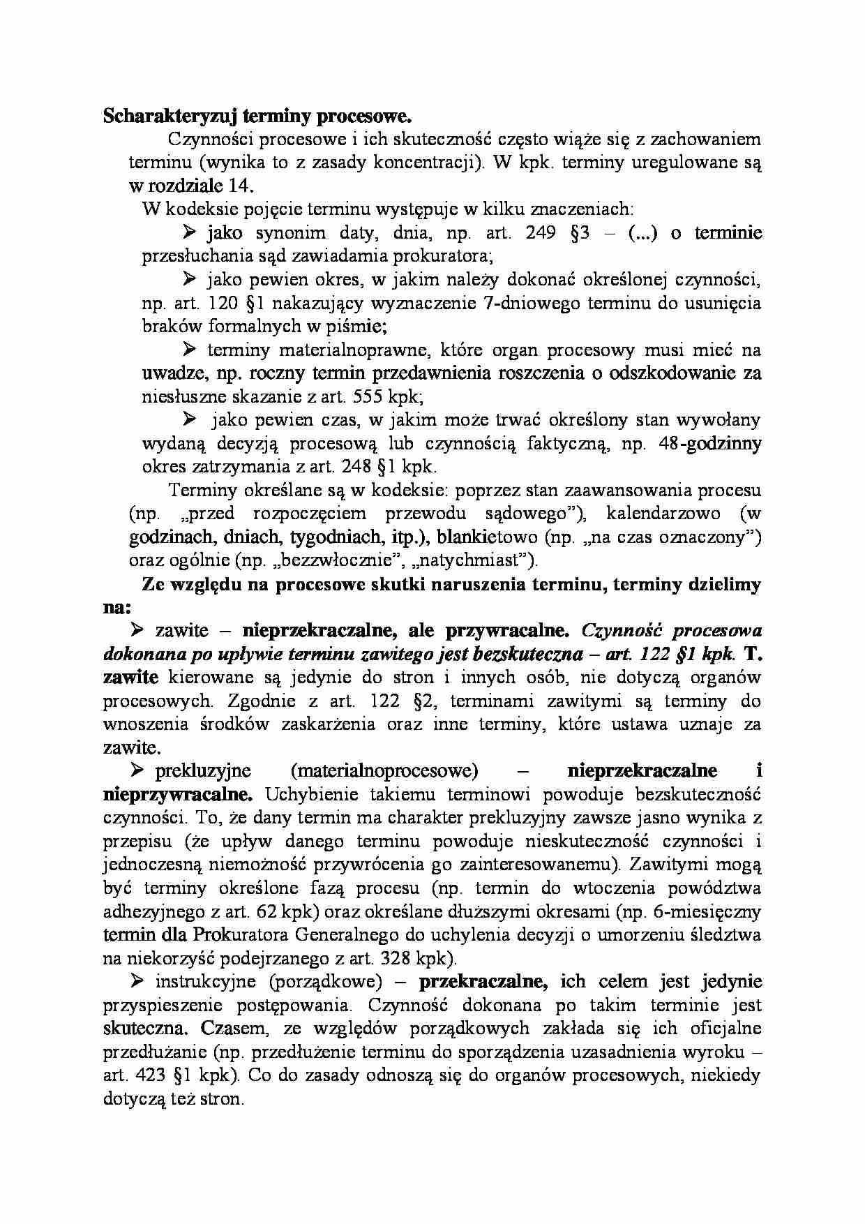 Scharakteryzuj terminy procesowe-opracowanie - strona 1