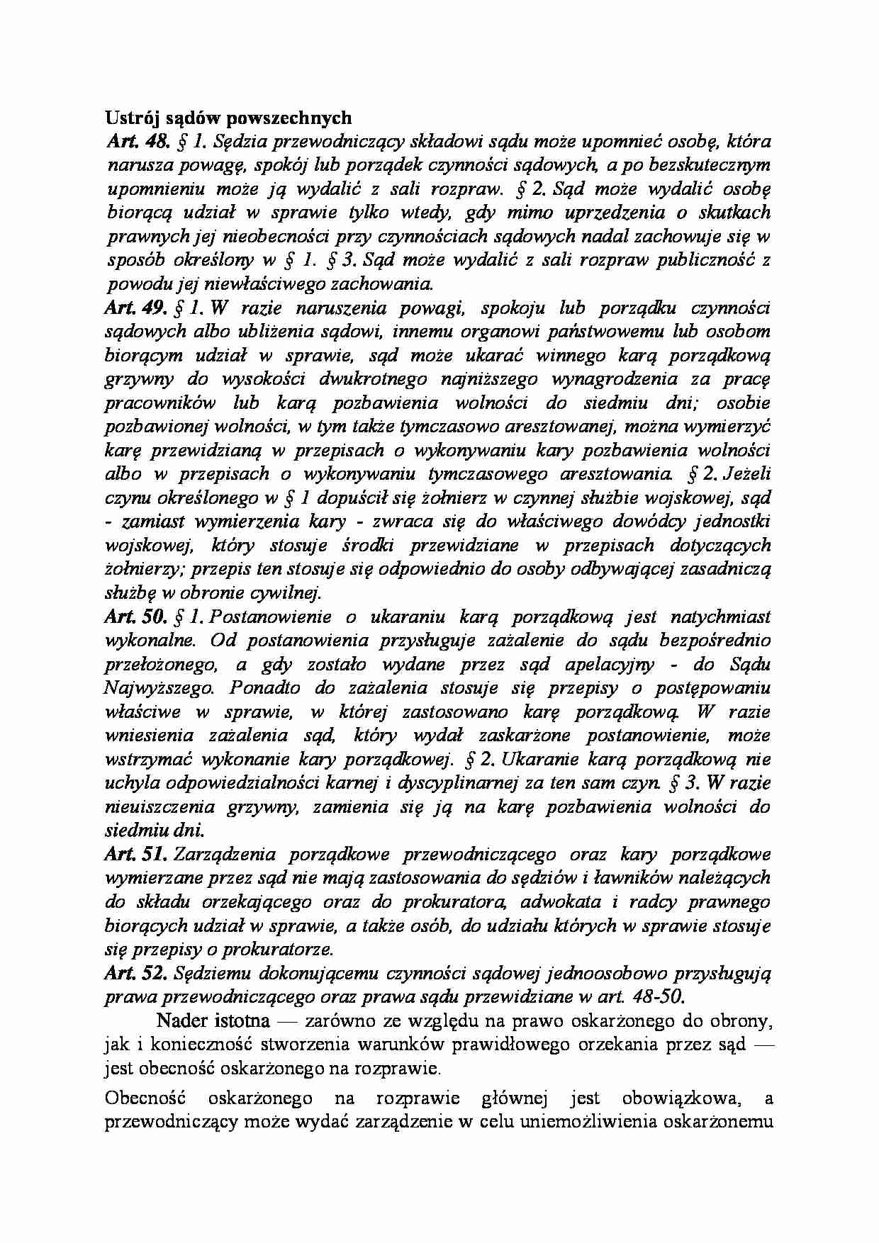 Ustrój sądów powszechnych-opracowanie - strona 1