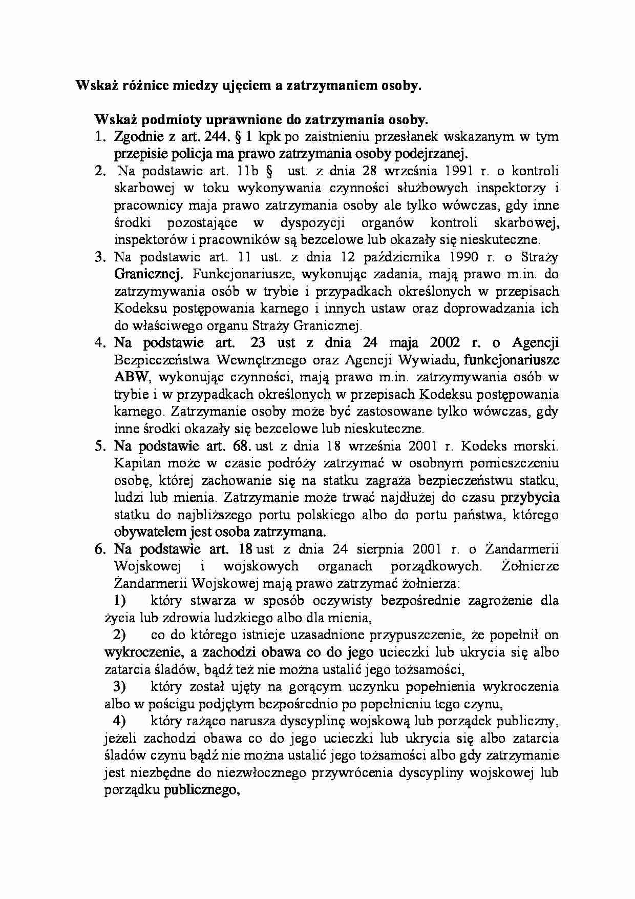 Podmioty uprawnione do zatrzymania osoby-opracowanie - strona 1