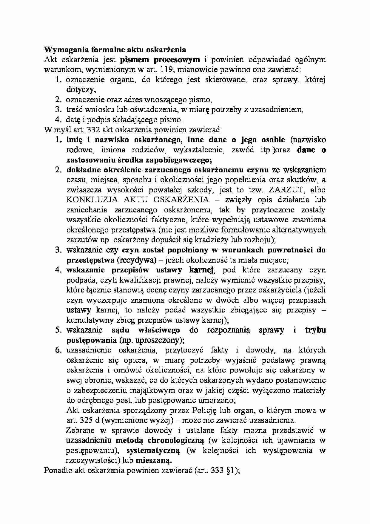 Wymagania formalne aktu oskarżenia-opracowanie - strona 1