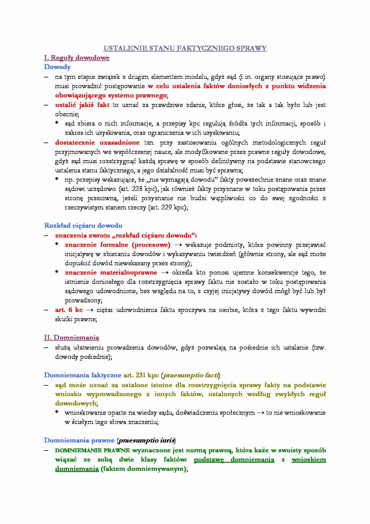 Ustalenie stanu faktycznego sprawy-opracowanie - strona 1