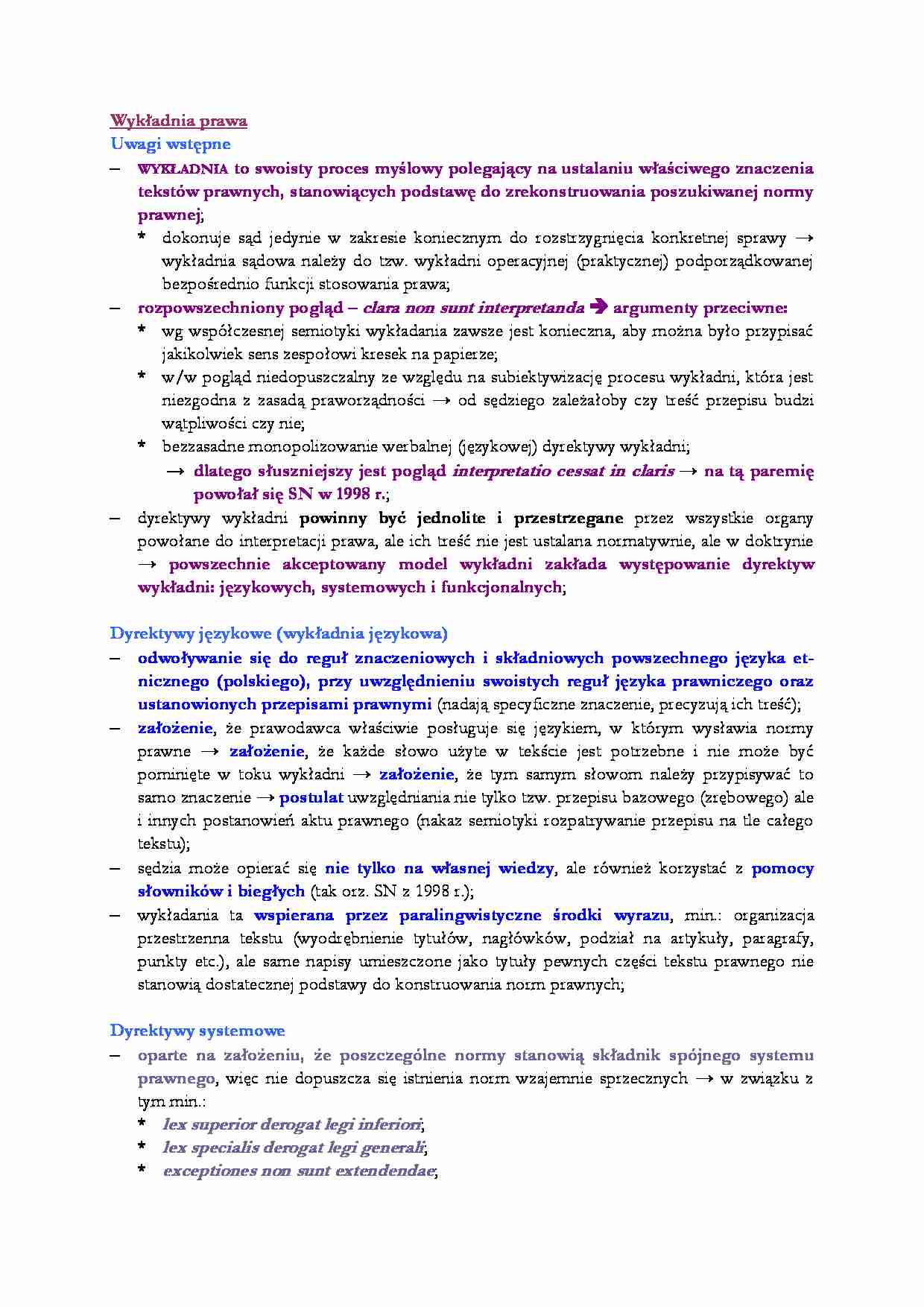 Wykładnia prawa-opracowanie - strona 1