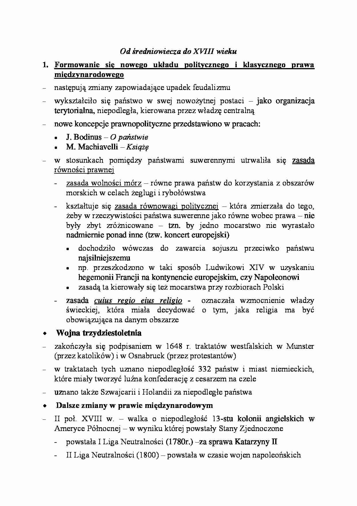 Od średniowiecza do XVIII wieku-opracowanie - strona 1