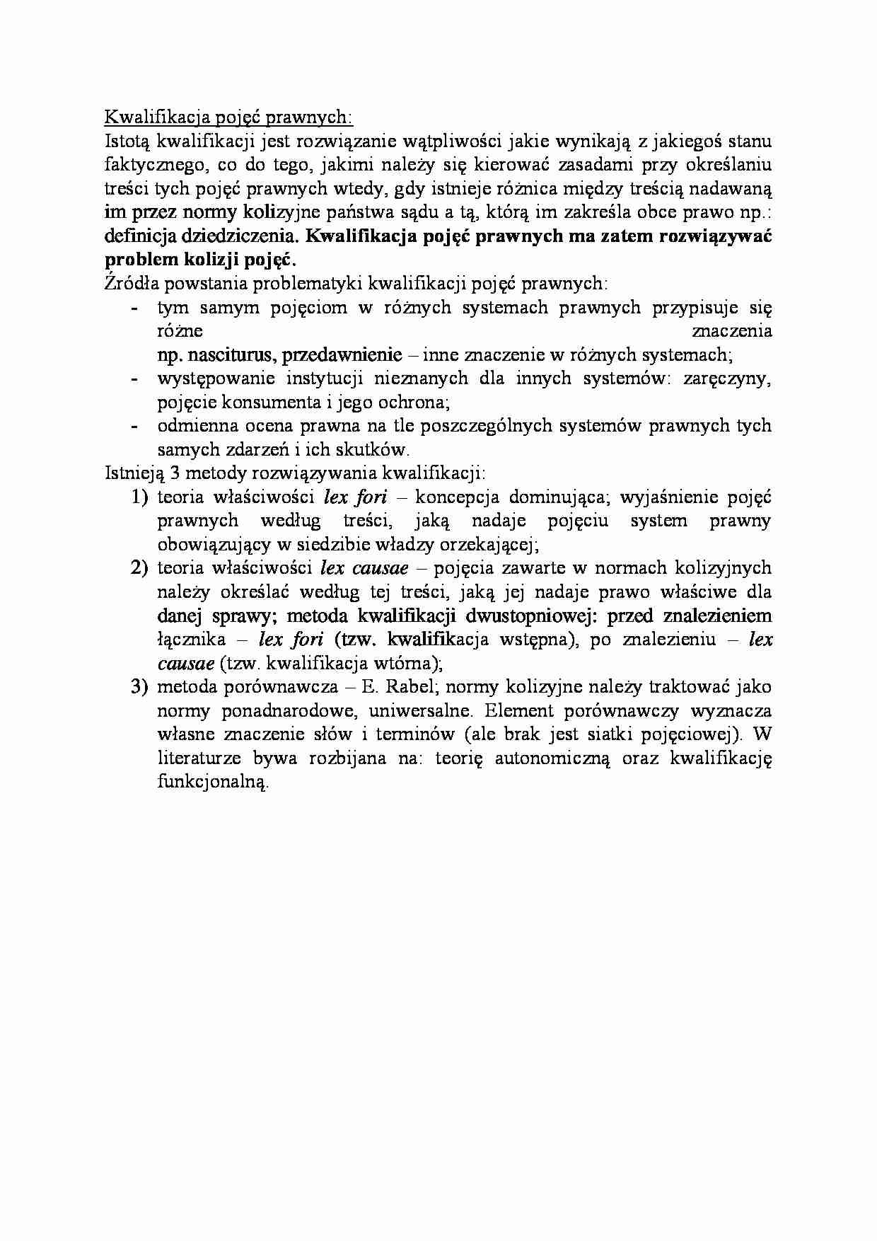 Kwalifikacja pojęć prawnych-opracowanie - strona 1