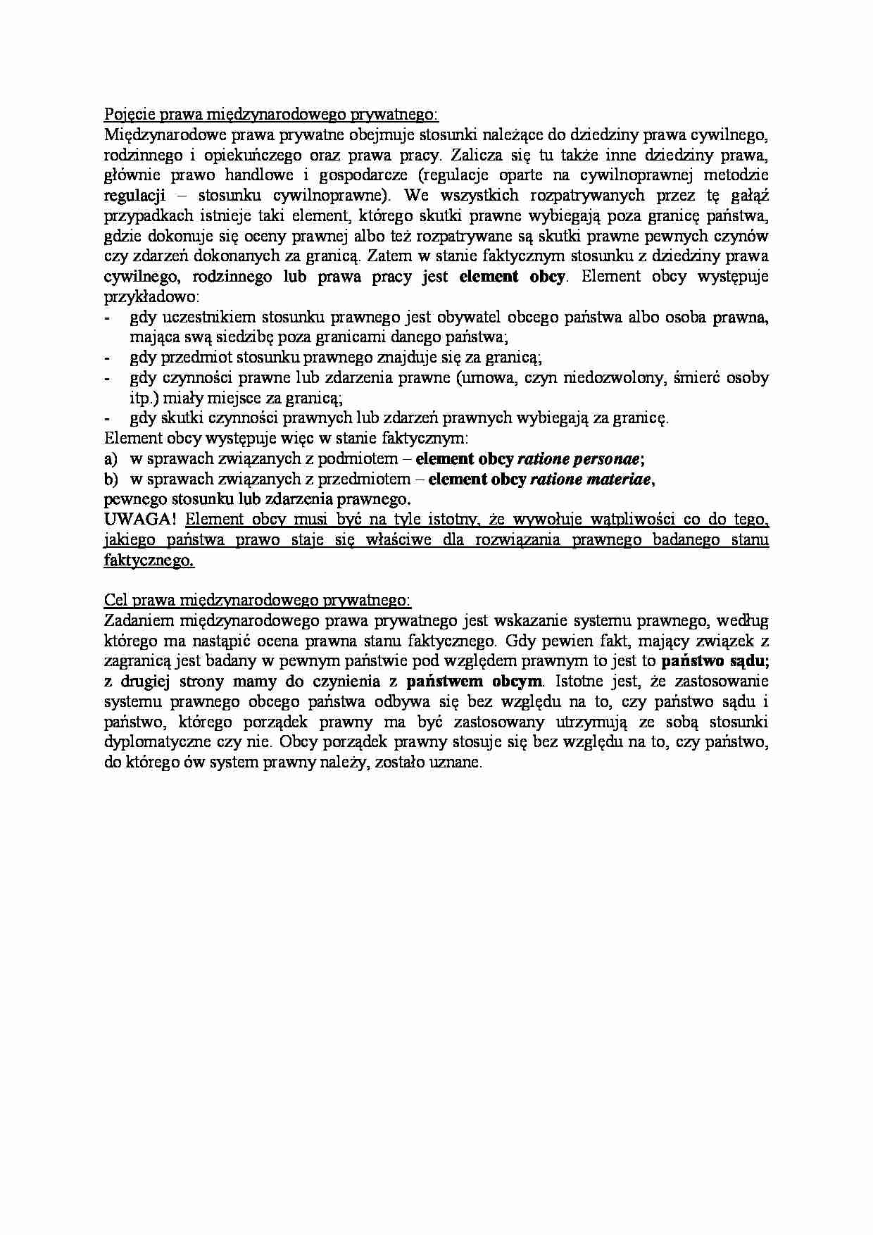 Pojęcie prawa międzynarodowego prywatnego-opracowanie - strona 1