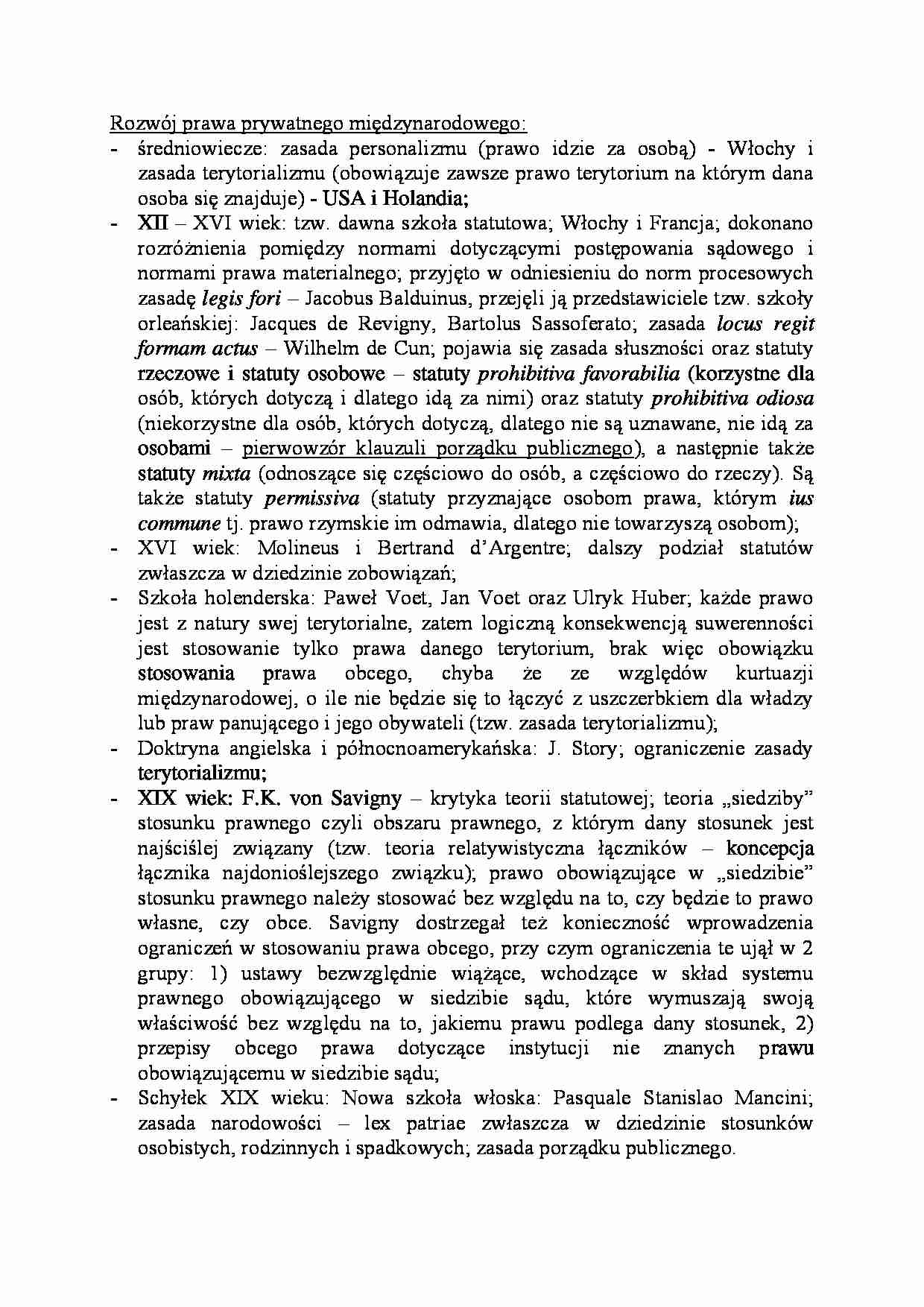 Rozwój prawa prywatnego międzynarodowego-opracowanie - strona 1