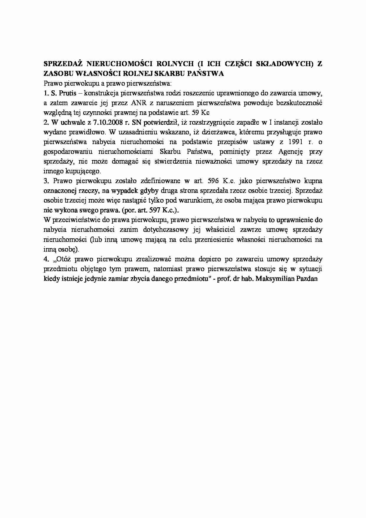 Sprzedaż nieruchomości rolnych z zasobu własności rolnej Skarbu Państwa-opracowanie - strona 1