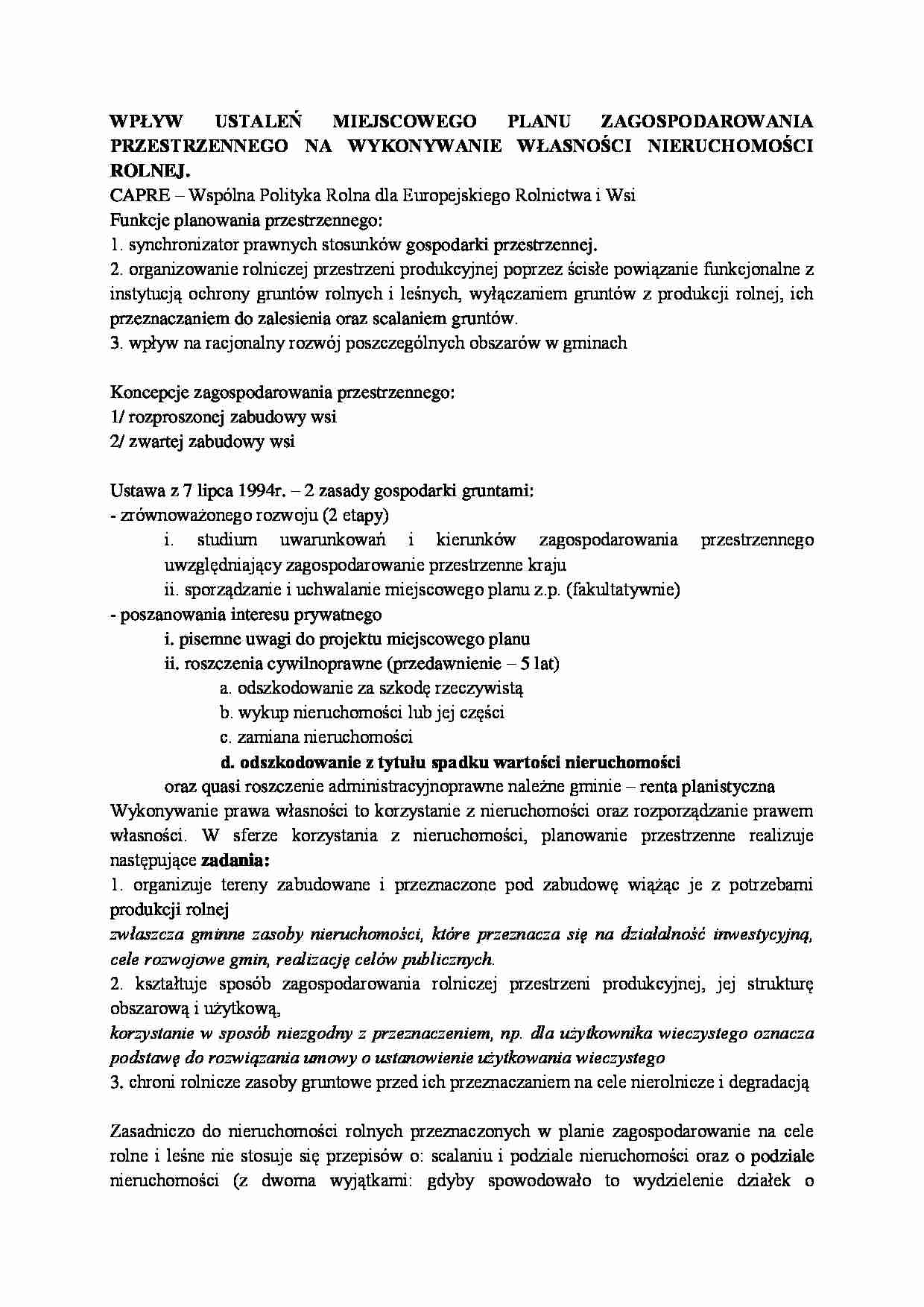 Funkcje planowania przestrzennego-opracowanie - strona 1