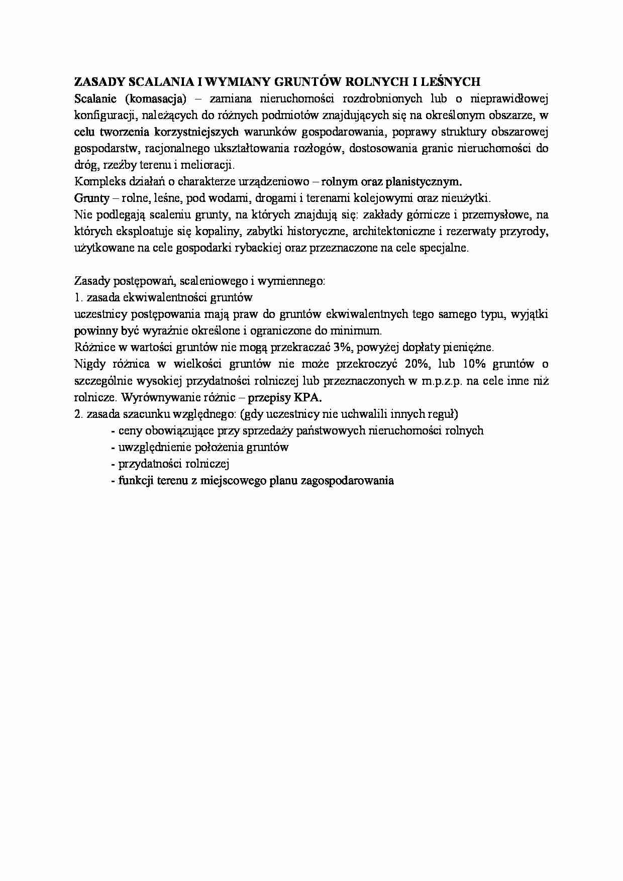 Zasady scalania i wymiany gruntów rolnych i leśnych-opracowanie - strona 1