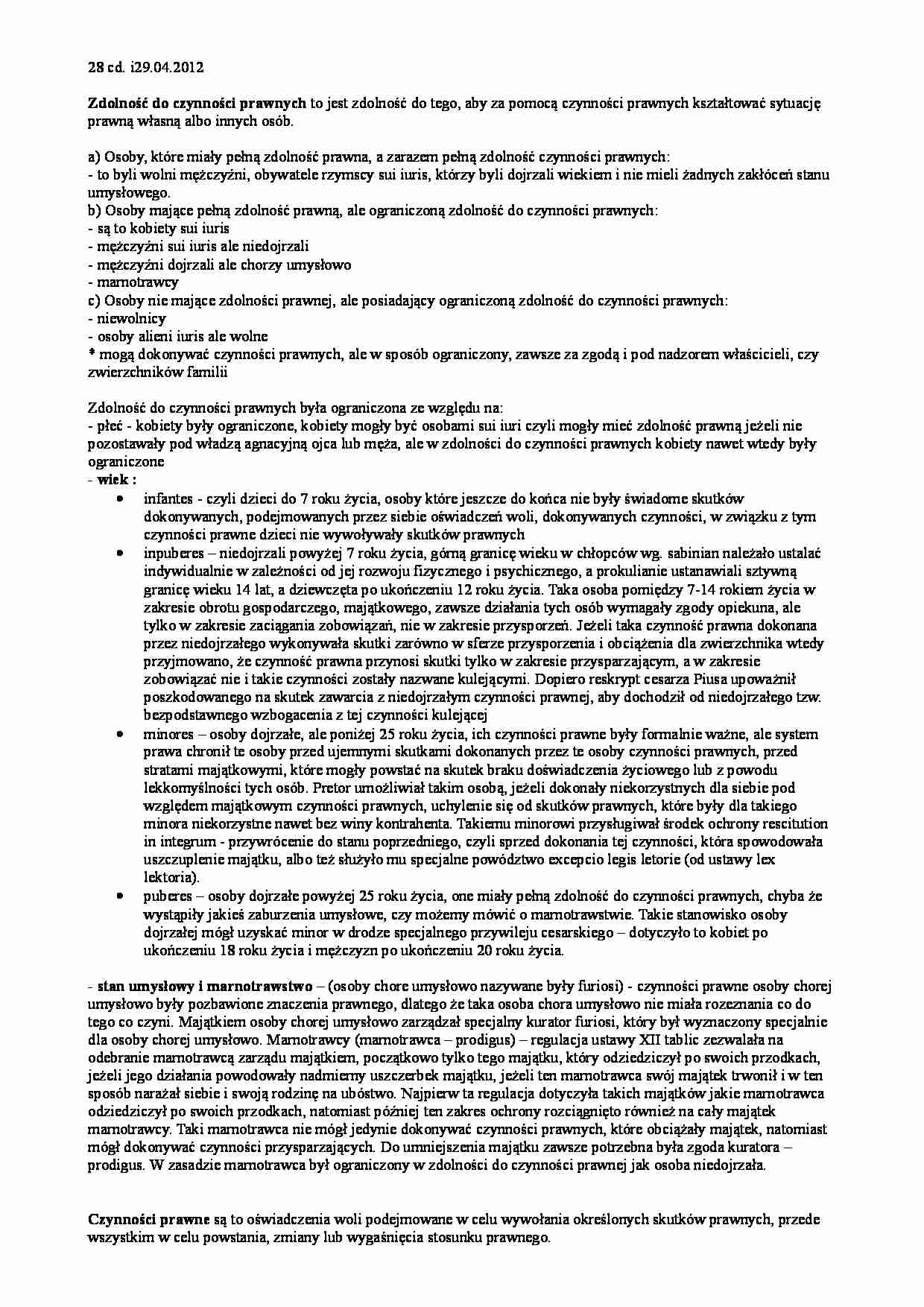 Zdolność do czynności prawnych-wykład - strona 1