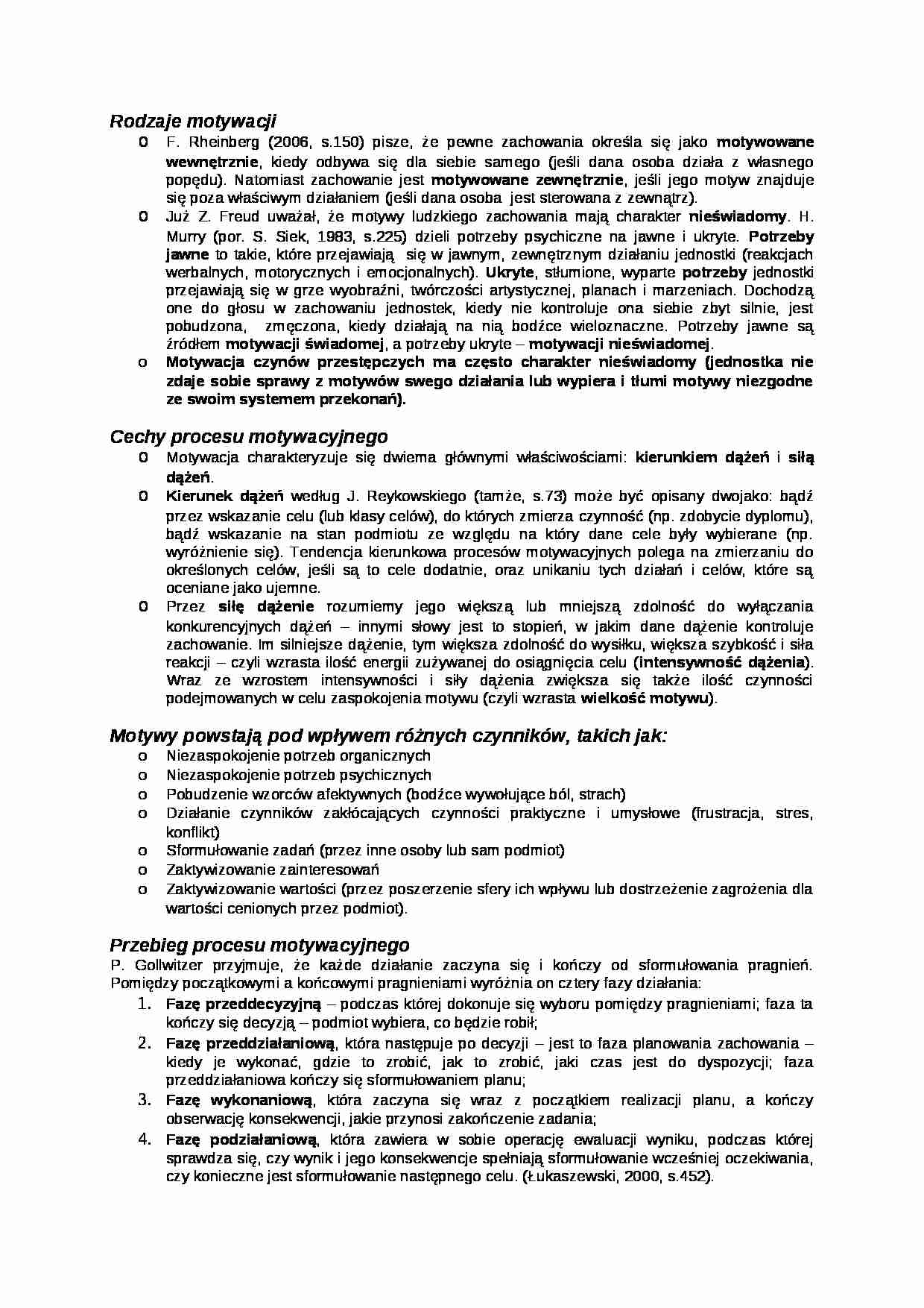 Motywacja i osobowość sprawcy przestępstwa-opracowanie - strona 1