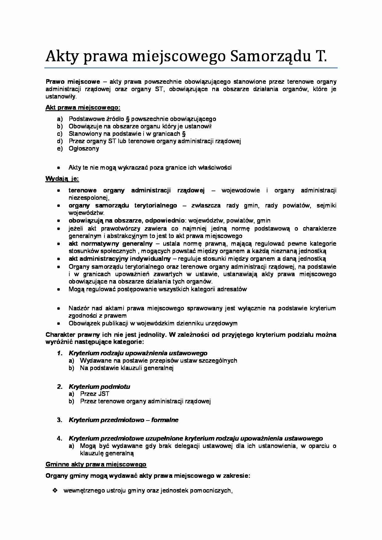 Akty prawa miejscowego-opracowanie - strona 1