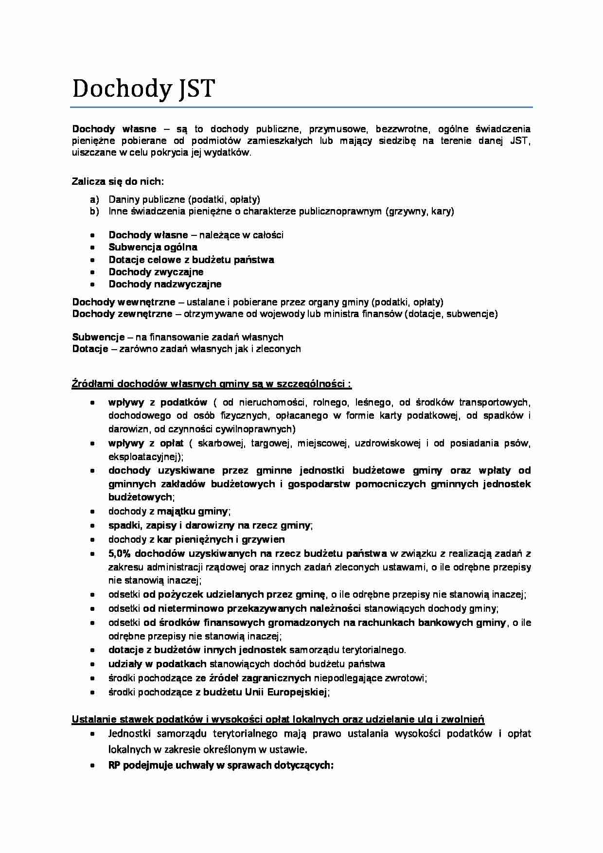 Dochody JST-opracowanie - strona 1