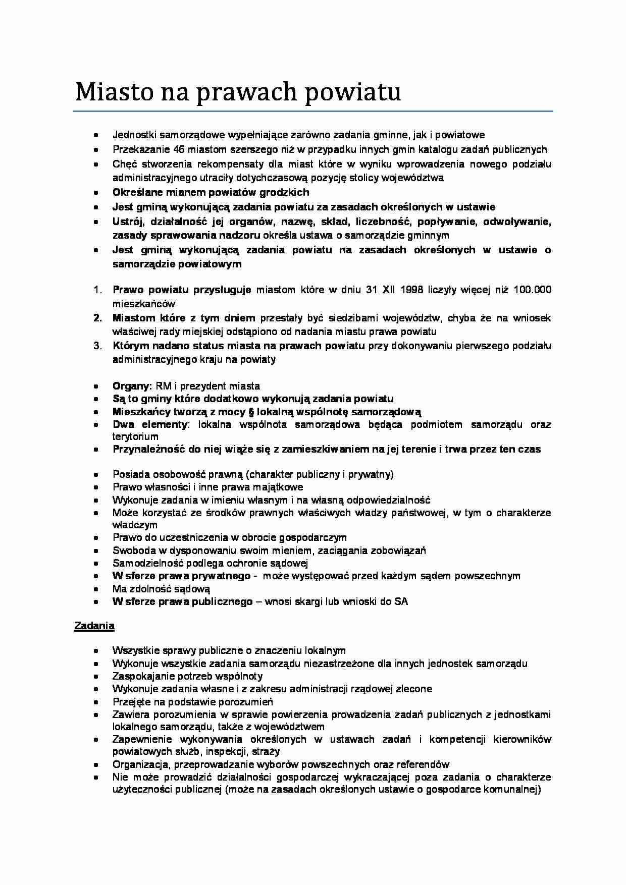 Miasto na prawach powiatu-opracowanie - strona 1