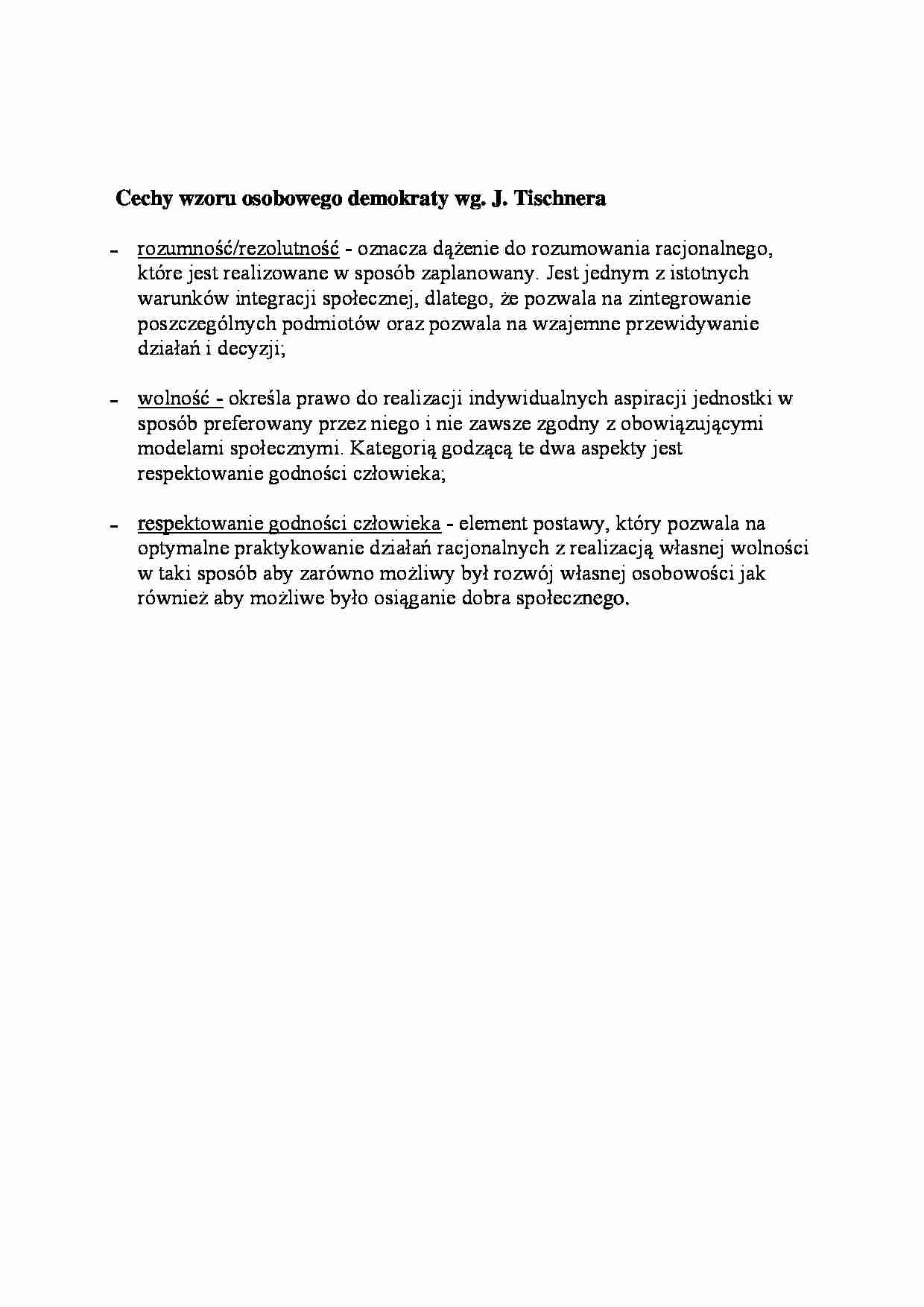 Cechy wzoru osobowego demokraty wg J. Tishmera-opracowanie - strona 1